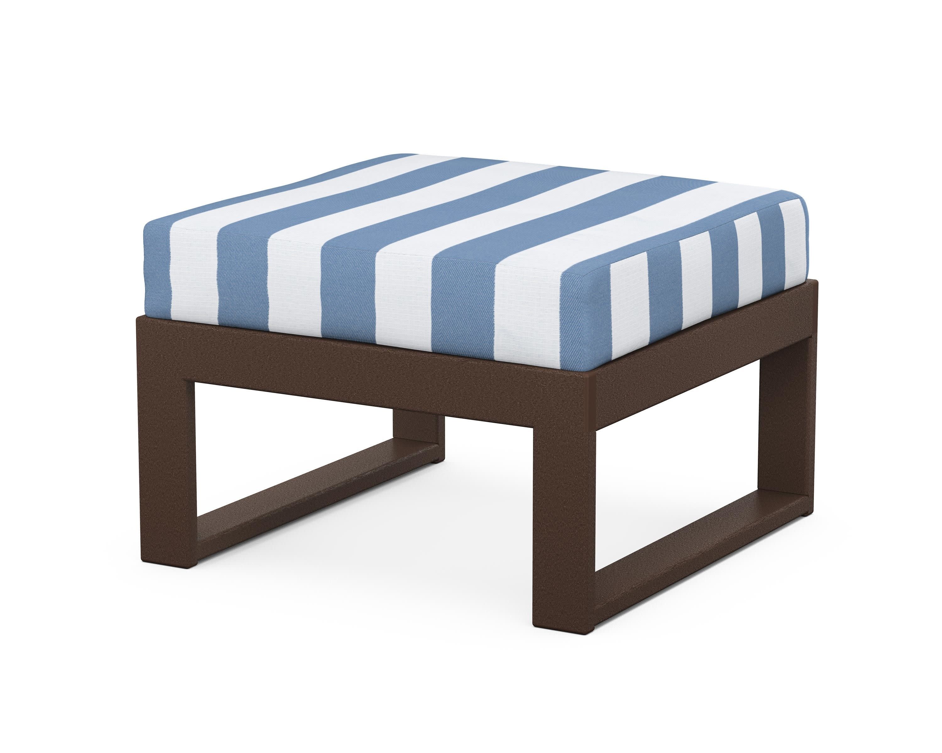 Modular Ottoman - Modern in Mahogany / Cabana Stripe Sky Blue