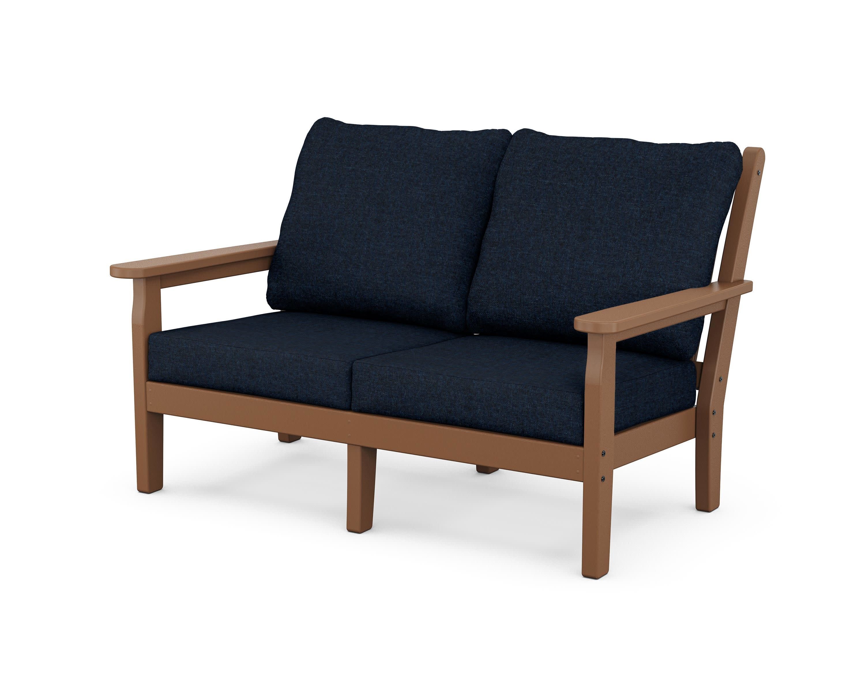 Chippendale Deep Seating Loveseat in Teak / Marine Indigo