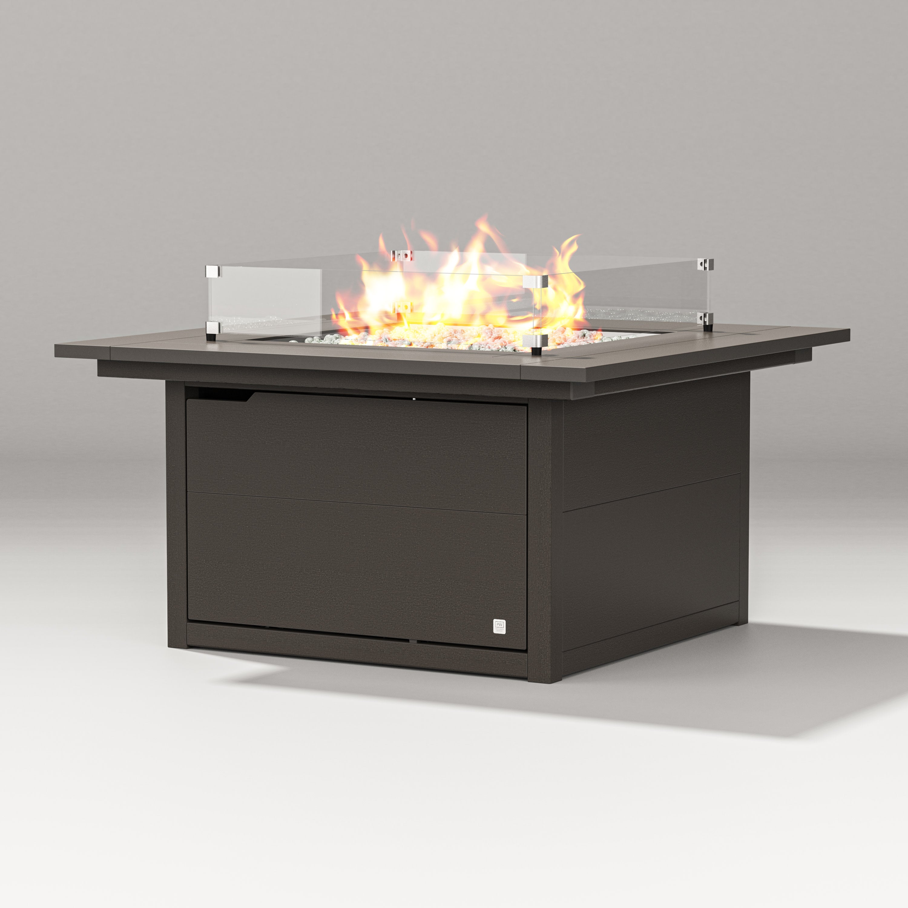 Cube Fire Table in Vintage Coffee