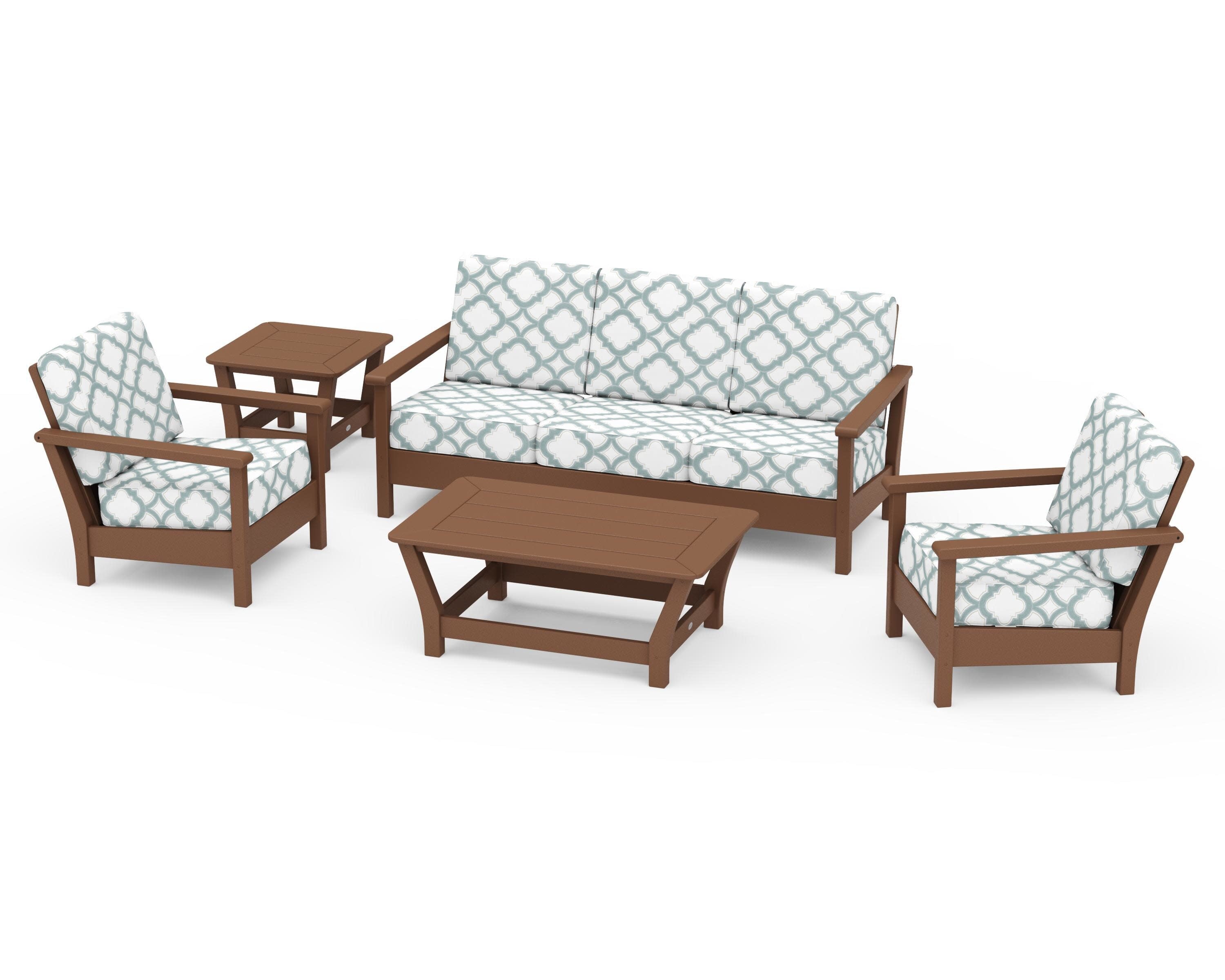 Harbour 5-Piece Deep Seating Set in Teak / Trellis Glacier Spa