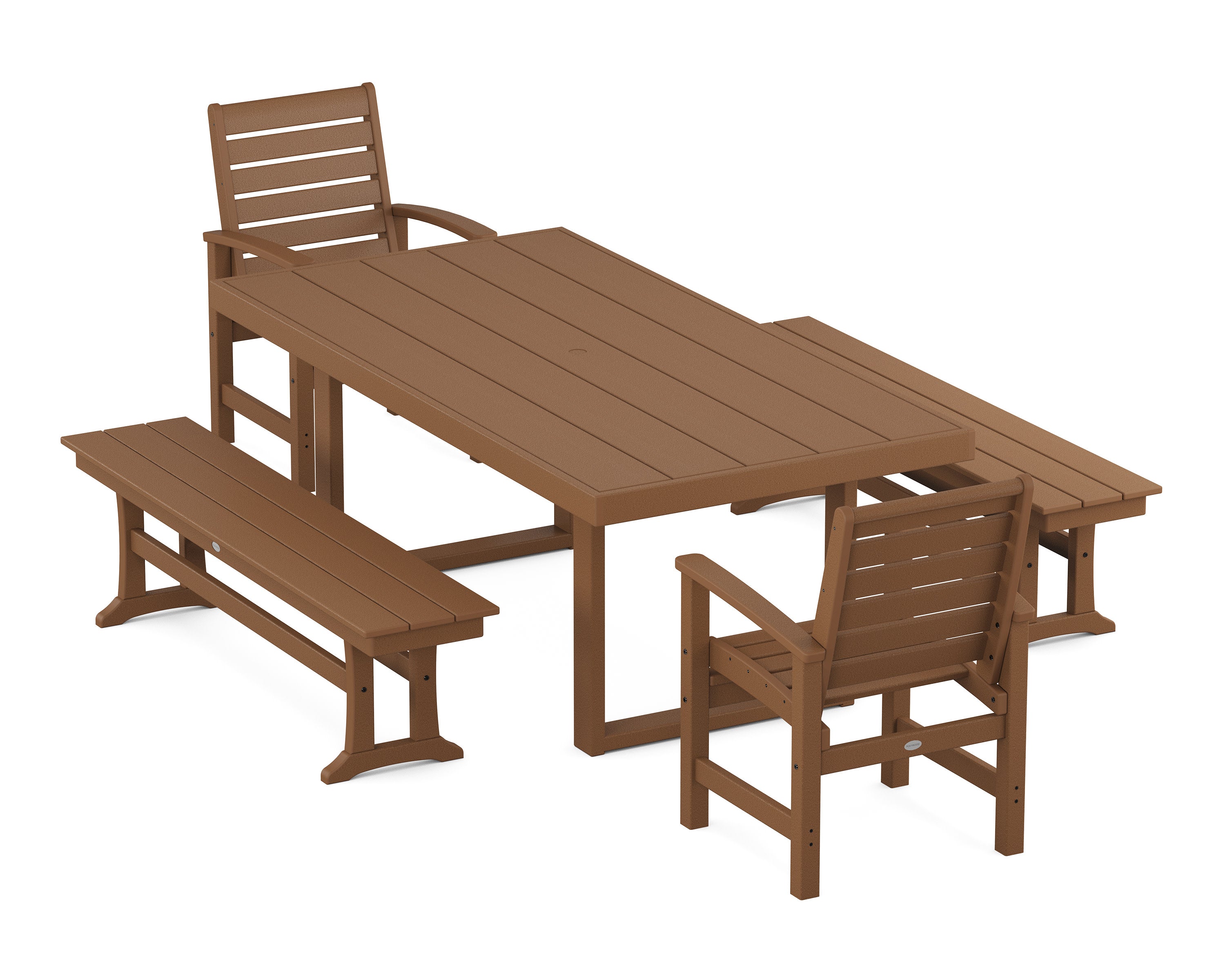 Signature 5-Piece Dining Set with Benches in Teak