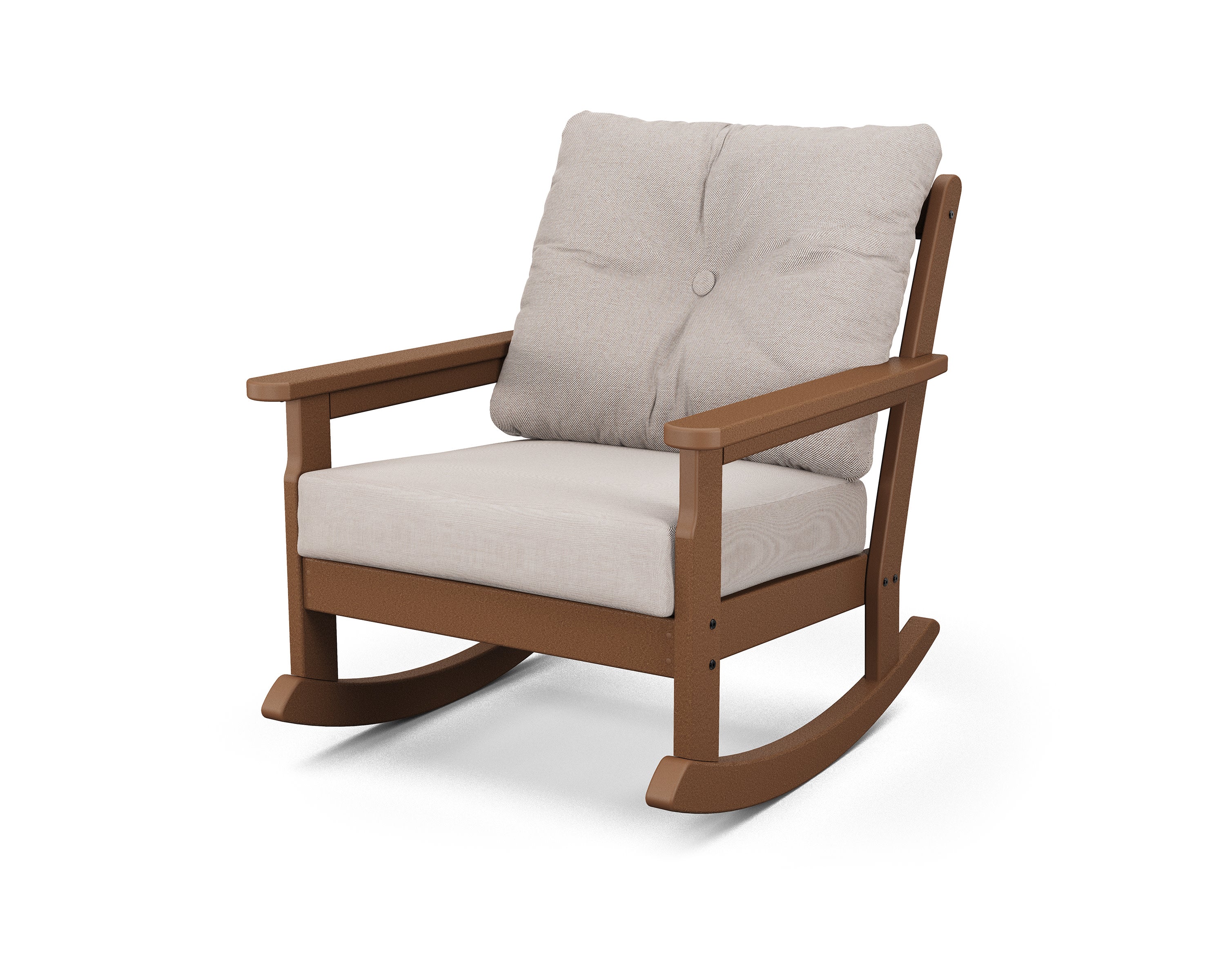 Vineyard Deep Seating Rocking Chair in Teak / Dune Burlap