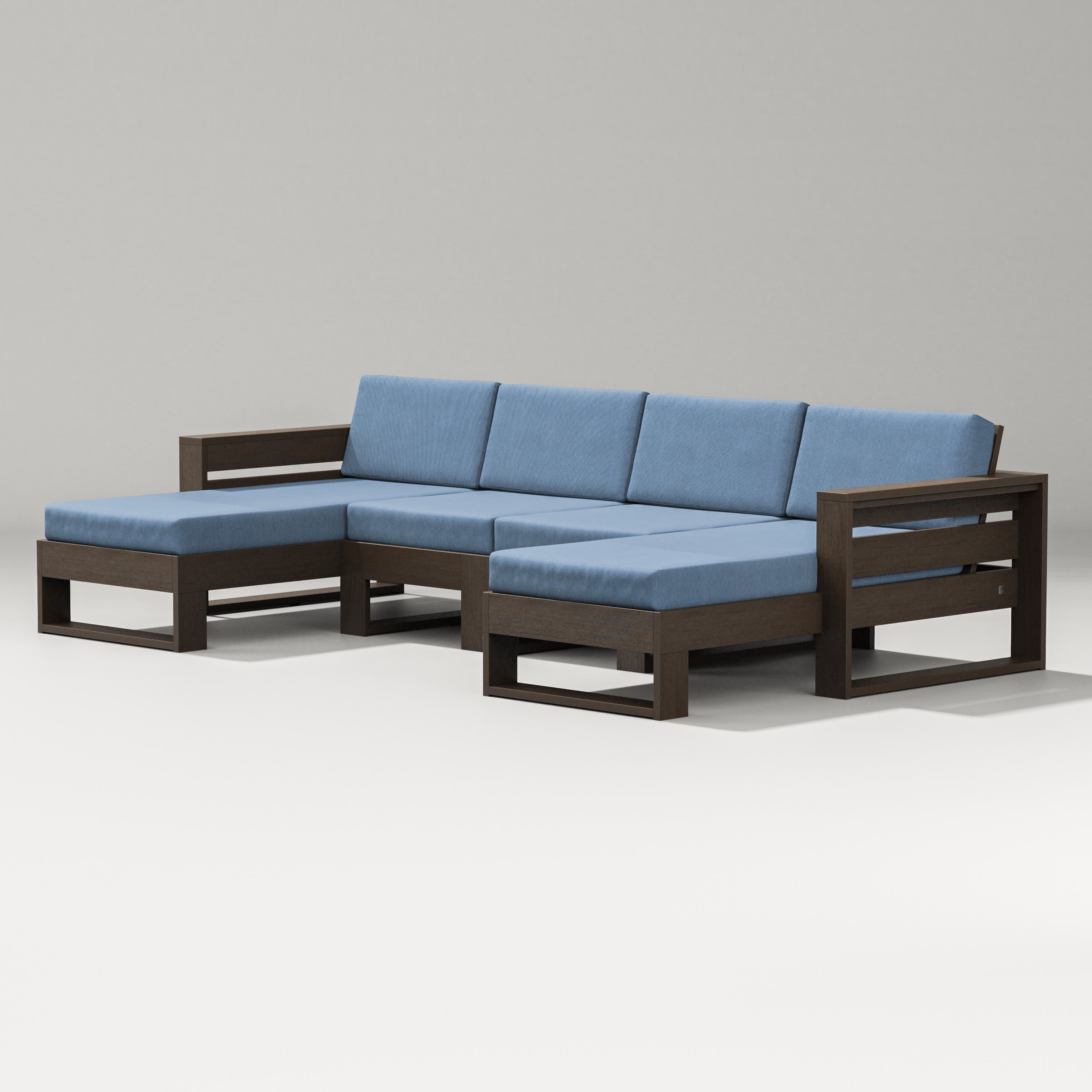 Latitude Double Chaise Sectional in Kona / Sky Blue