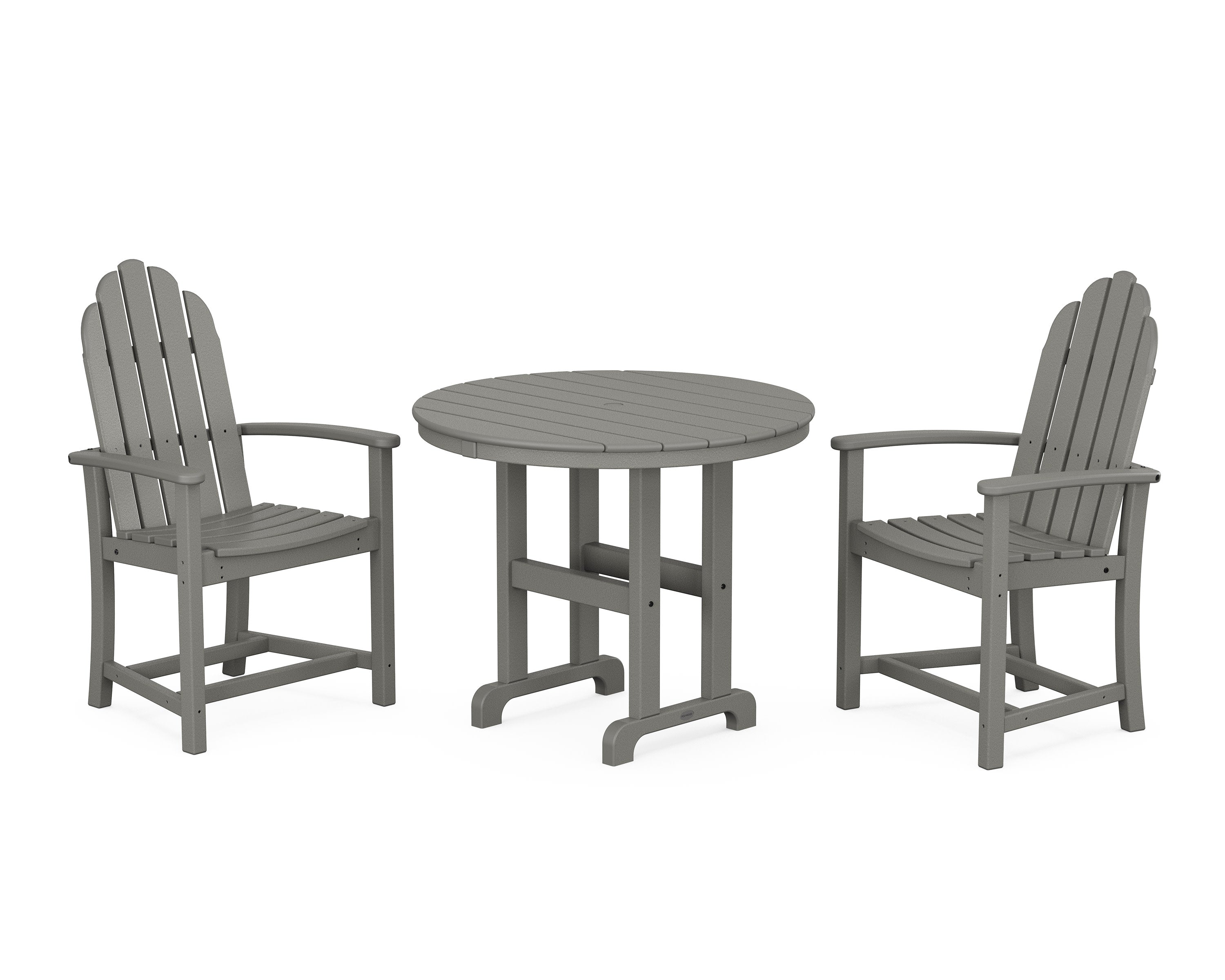 Classic Adirondack 3-Piece Round Dining Set in Slate Grey