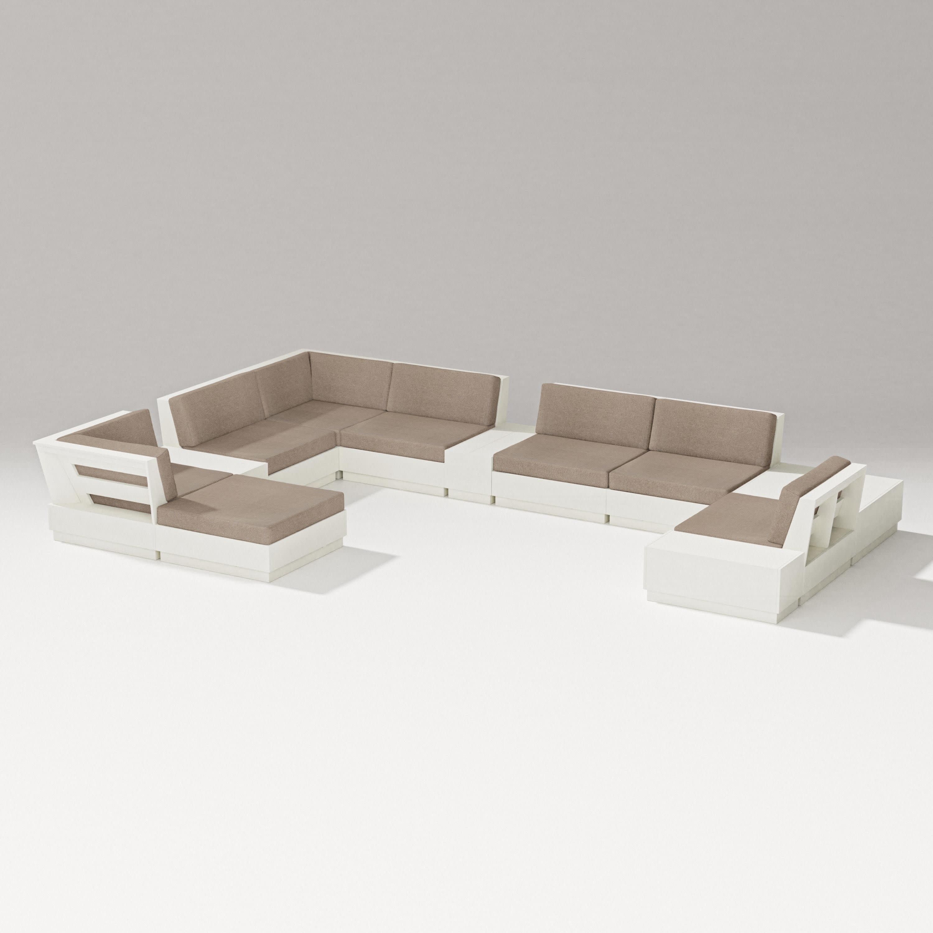 Elevate 12-Piece Conversation Sectional Set in Vintage White / Spiced Burlap