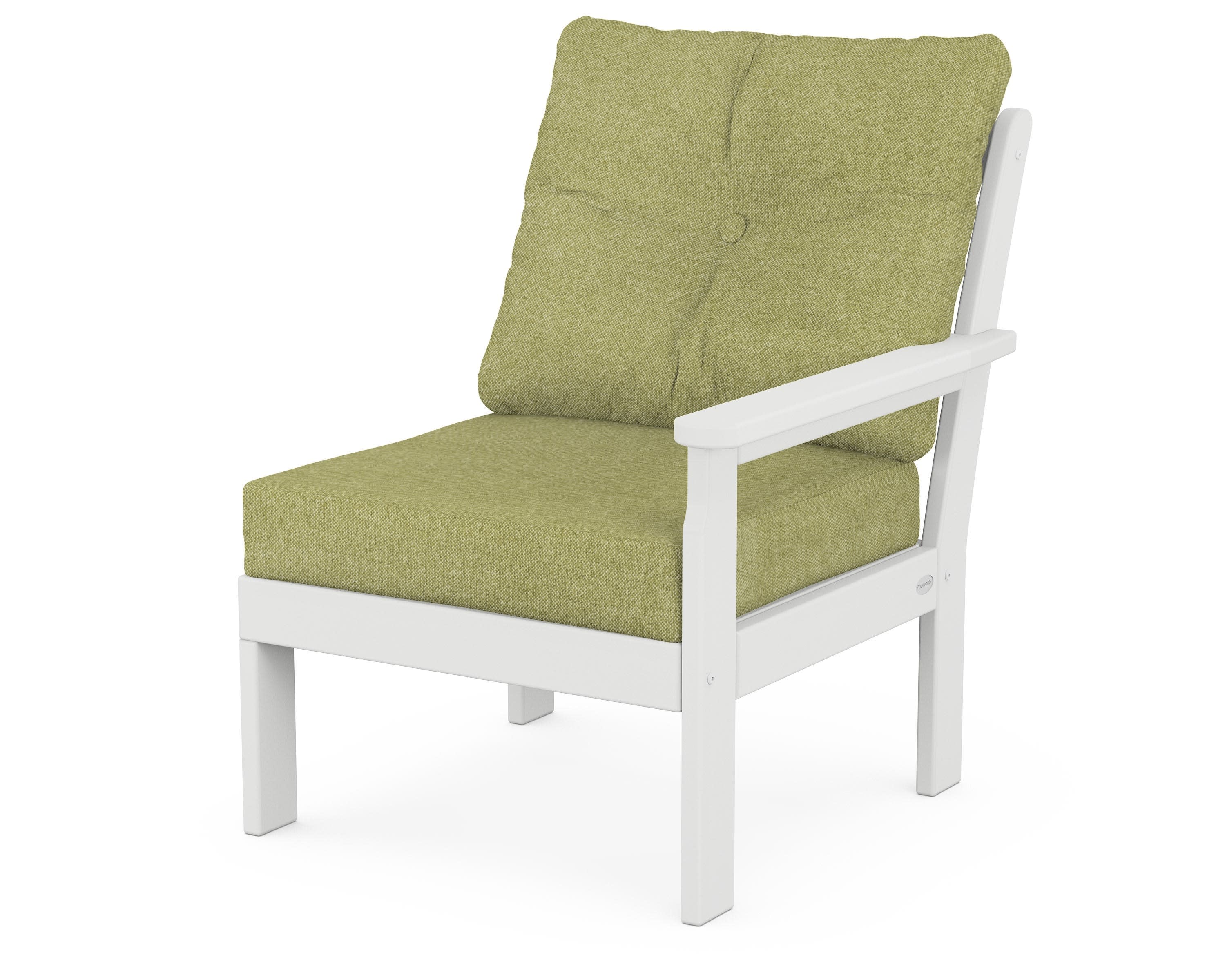 Vineyard Modular Right Arm Chair in White / Chartreuse Boucle