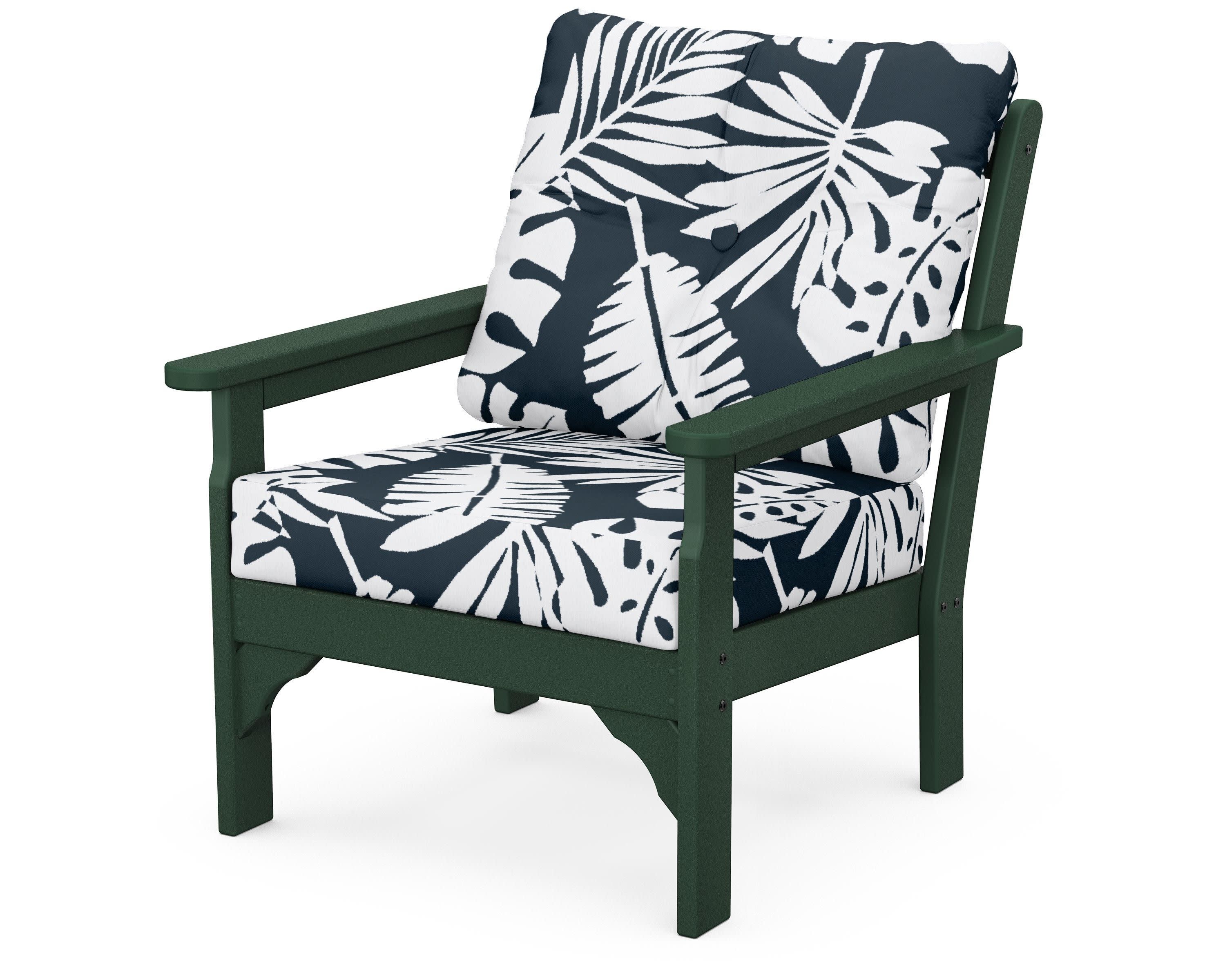 Vineyard Deep Seating Chair in Green / Leaf Marine Indigo