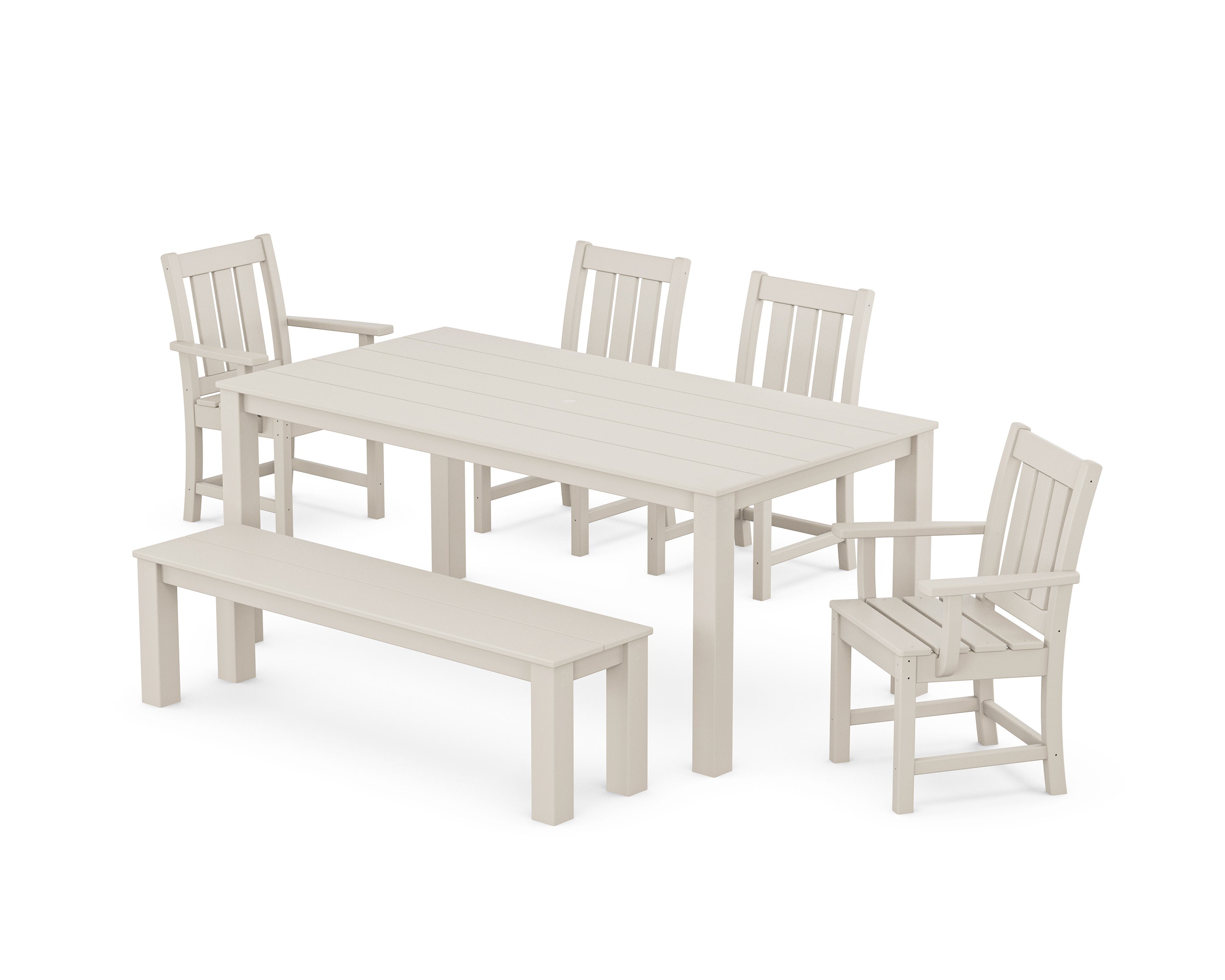 Oxford 6-Piece Parsons Dining Set with Bench in Sand