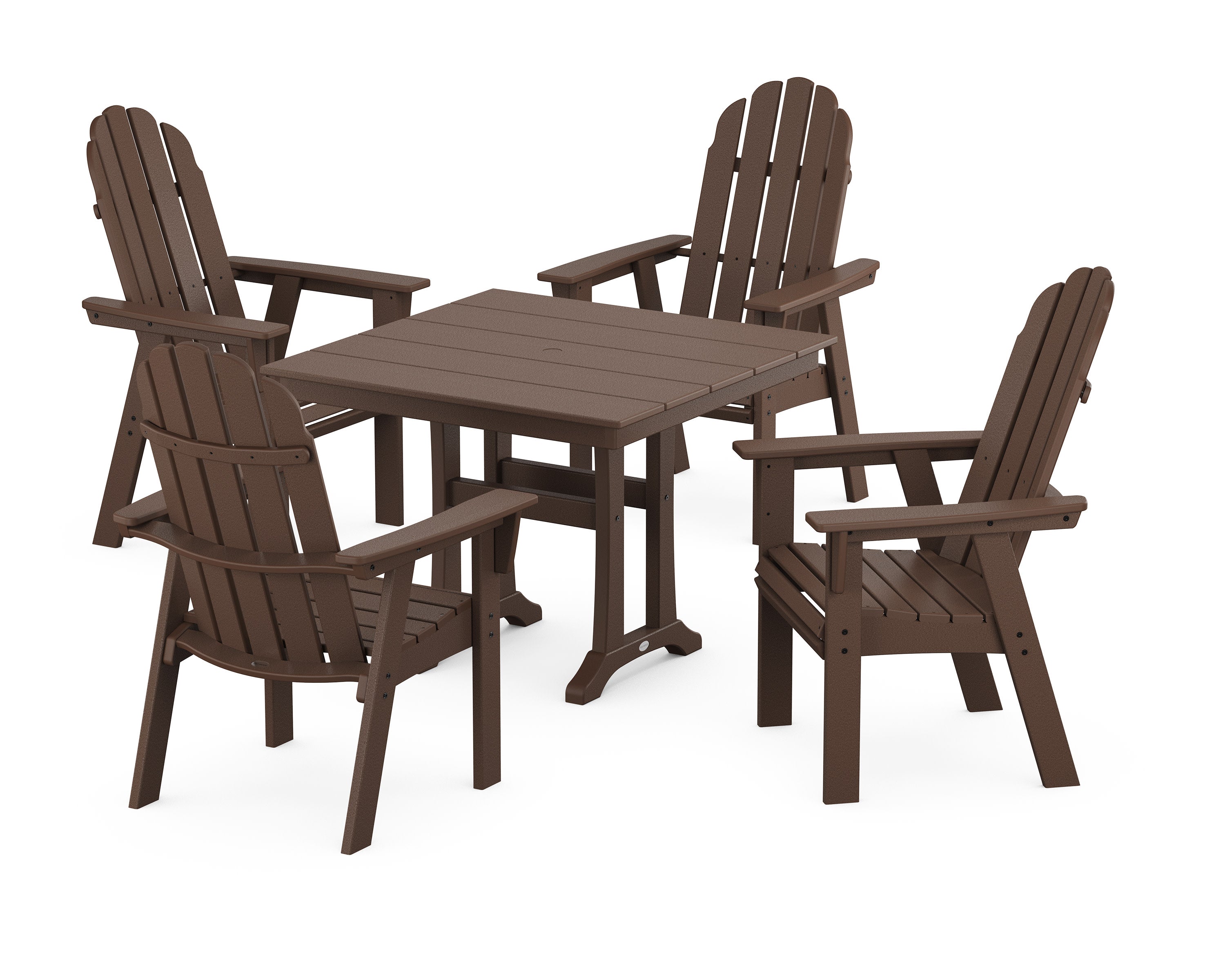 Vineyard Adirondack 5-Piece Farmhouse Dining Set With Trestle Legs in Mahogany