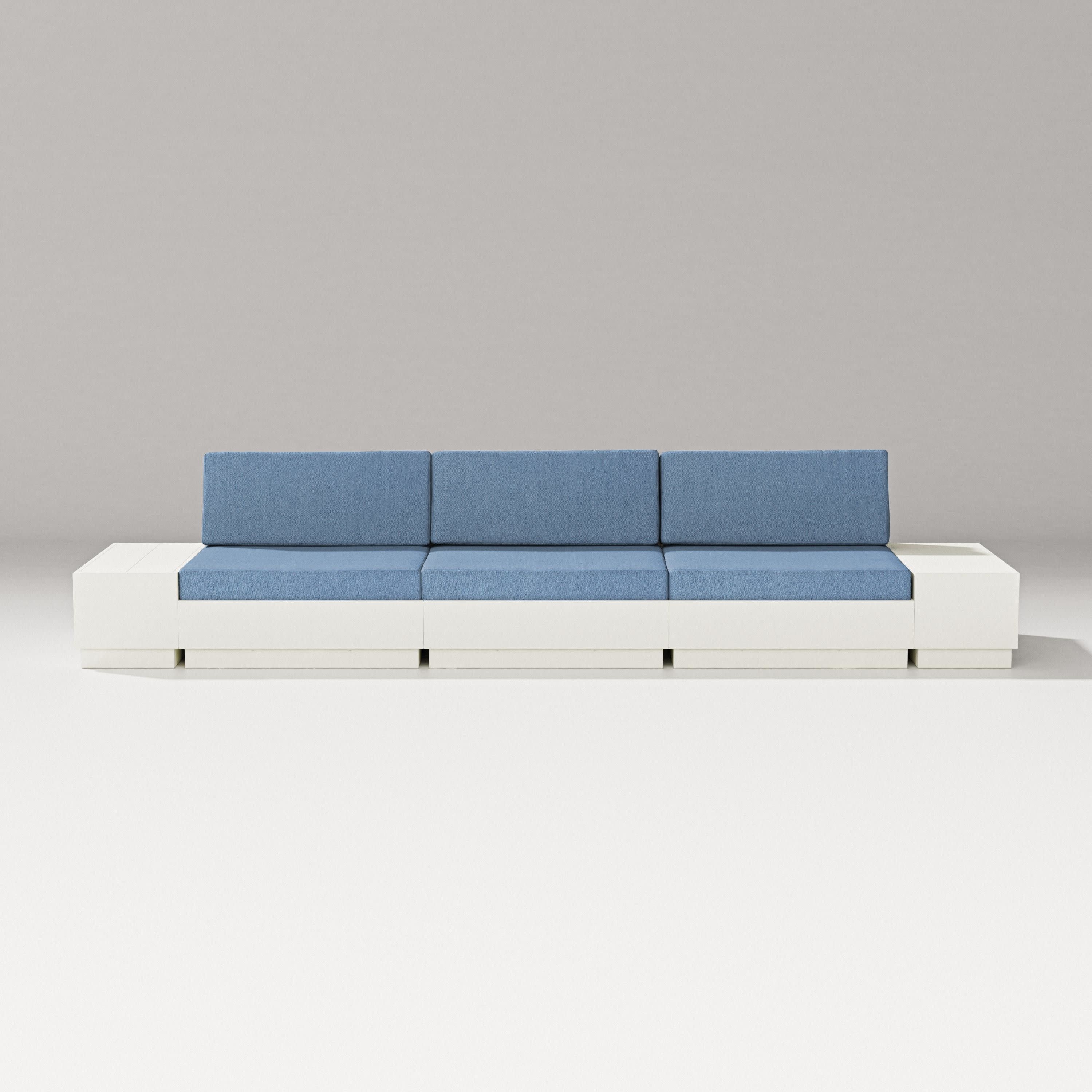 Elevate Straight Sectional in Vintage White / Sky Blue