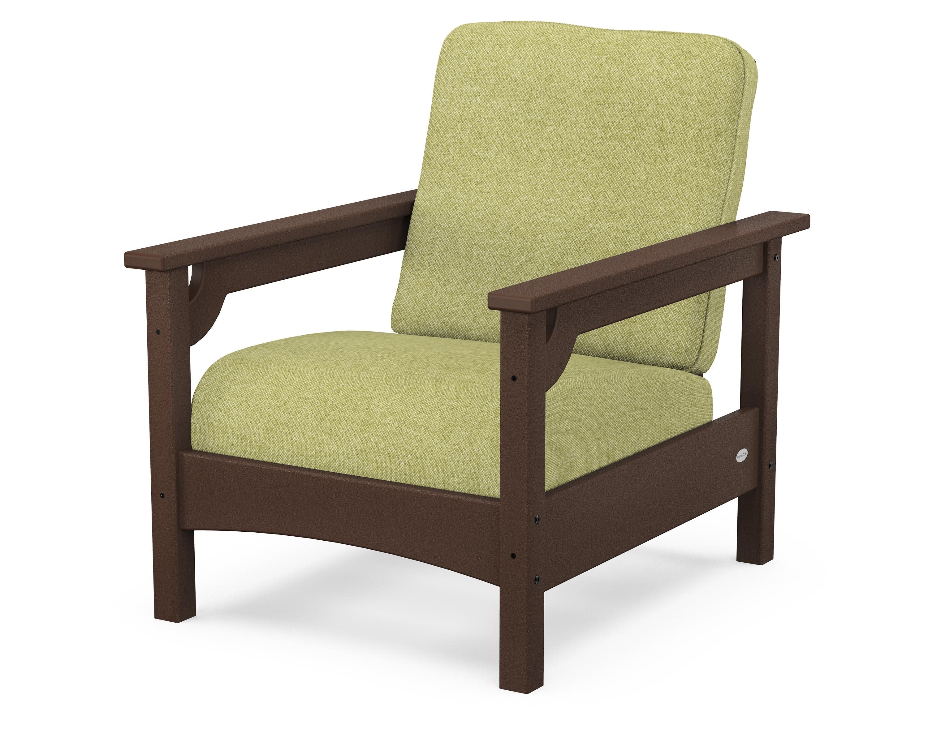 Club Chair in Mahogany / Chartreuse Boucle