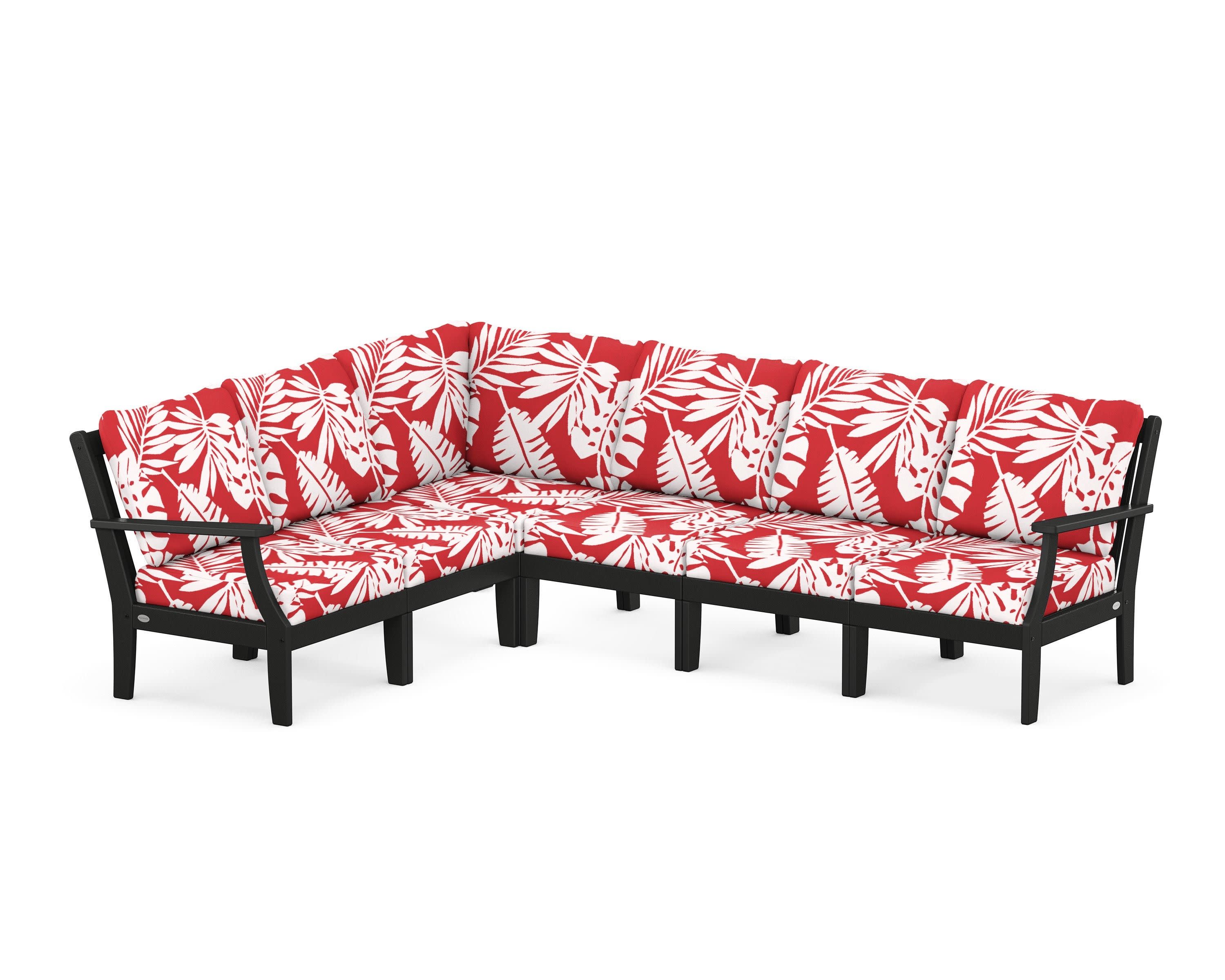 Braxton Modular 6-Piece Deep Seating Set in Black / Leaf Crimson
