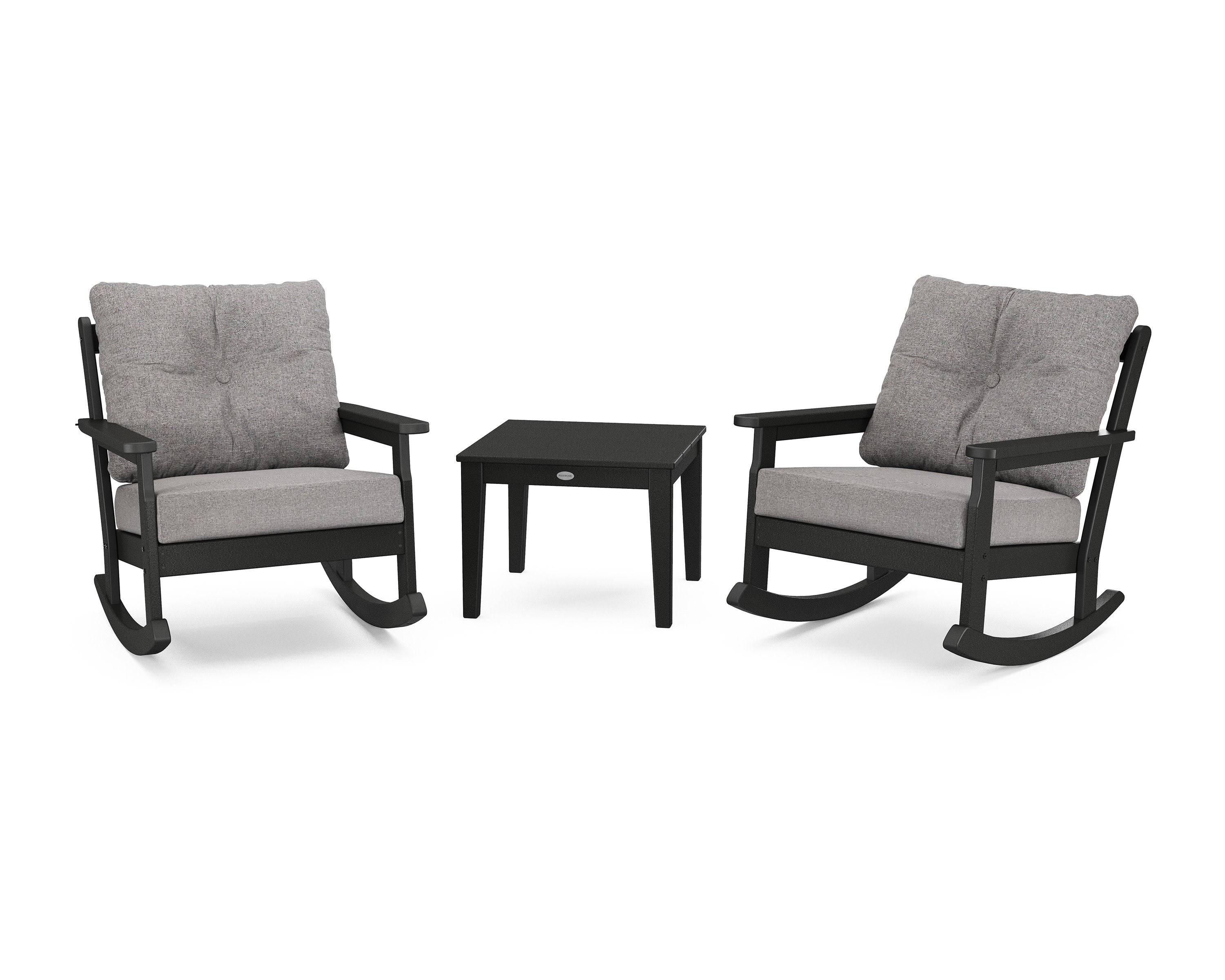 Vineyard 3-Piece Deep Seating Rocker Set in Black / Grey Mist