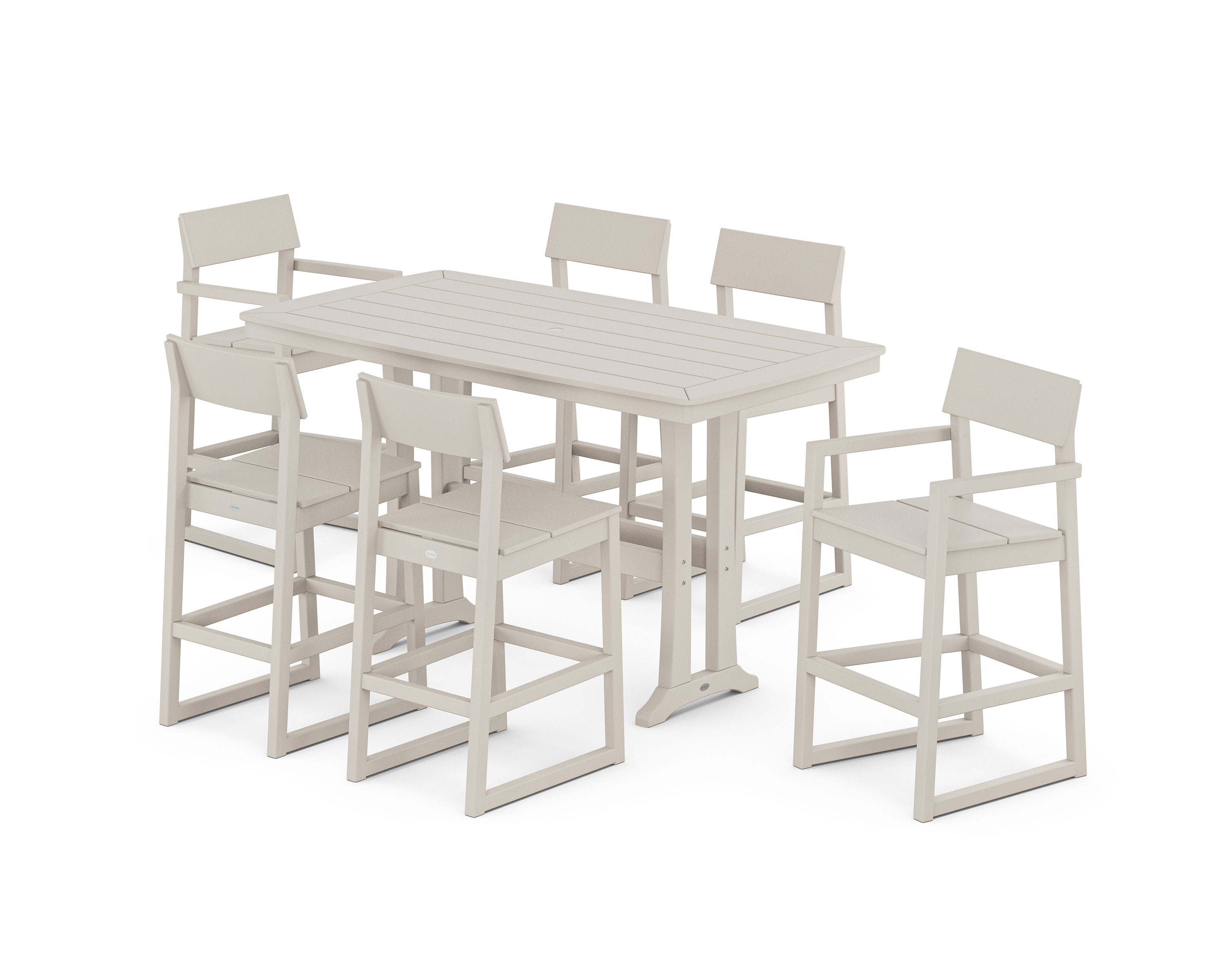 EDGE 7-Piece Bar Set with Trestle Legs in Sand
