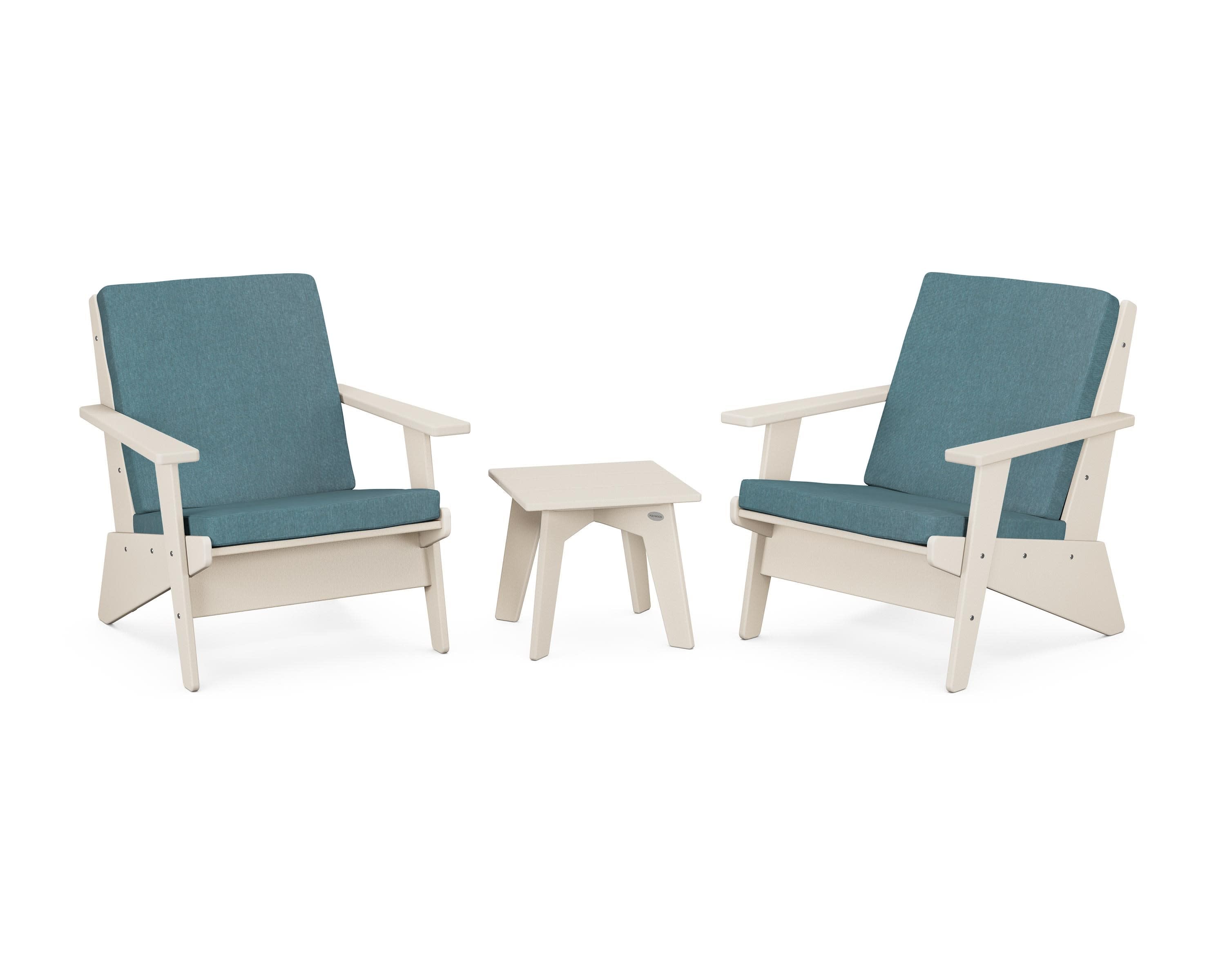 Riviera Modern Lounge 3-Piece Set in Sand / Ocean Teal