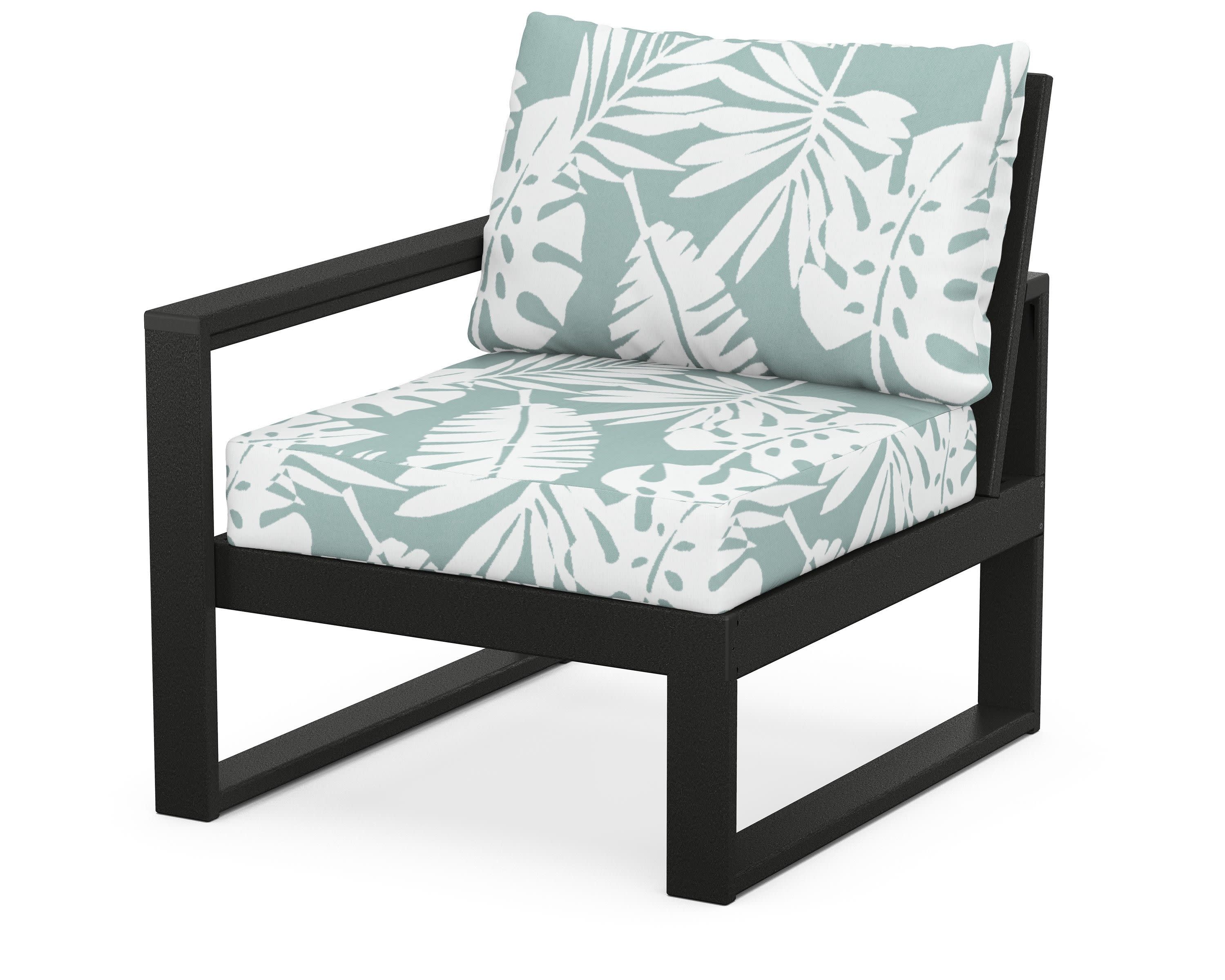 EDGE Modular Left Arm Chair in Black / Leaf Glacier Spa