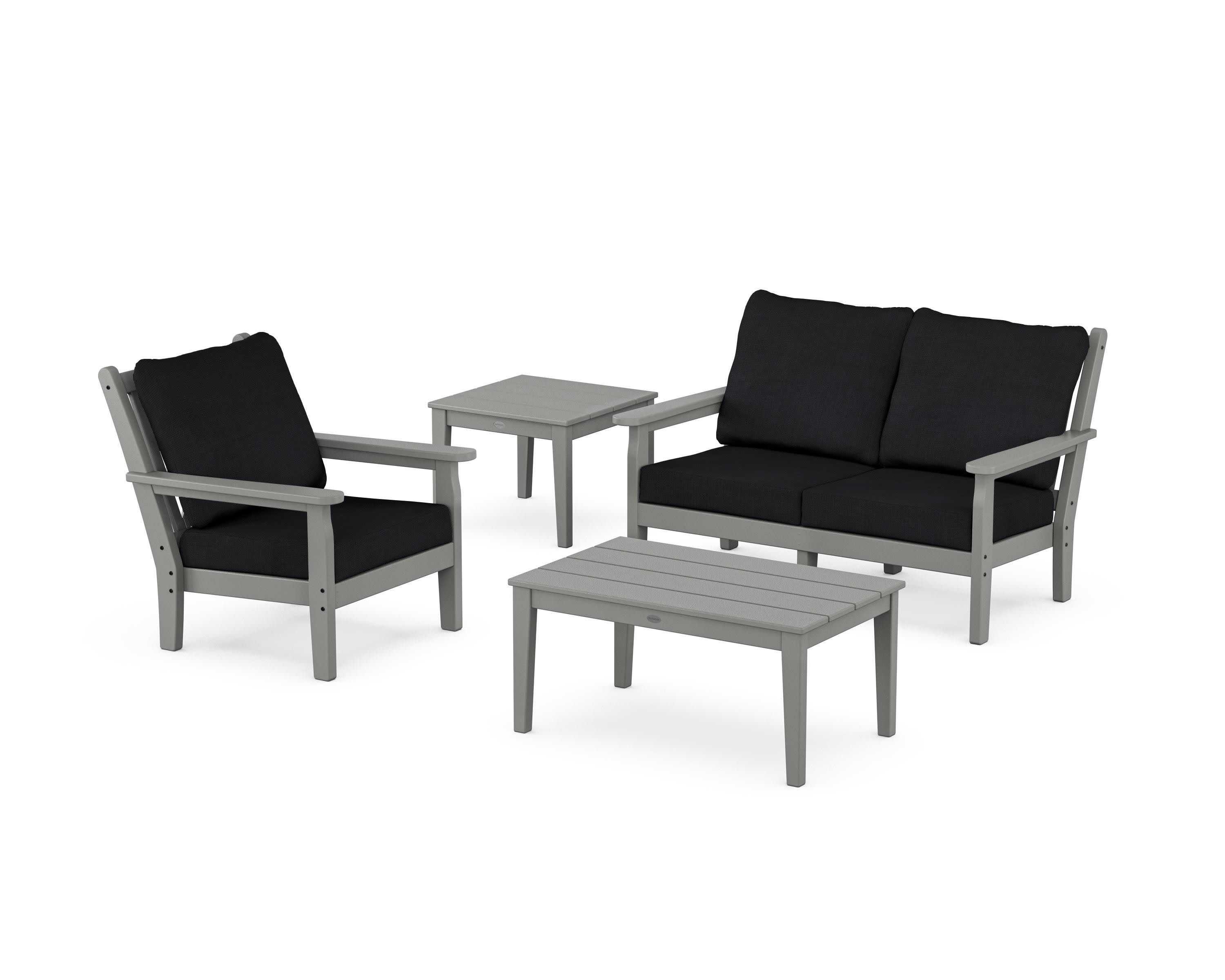Chippendale 4-Piece Deep Seating Set in Slate Grey / Midnight Linen