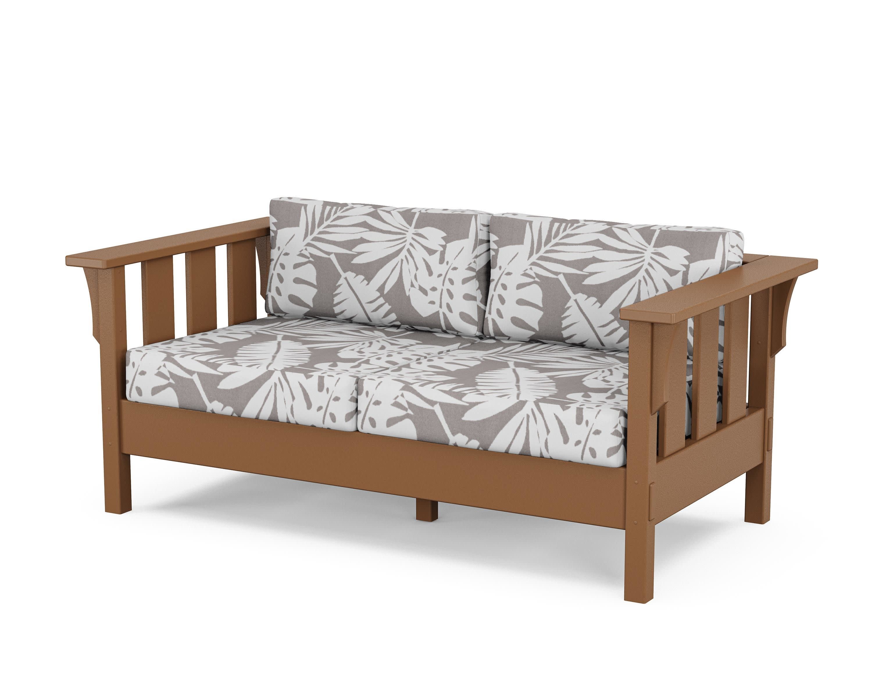 Acadia Deep Seating Loveseat in Teak / Leaf Grey Mist
