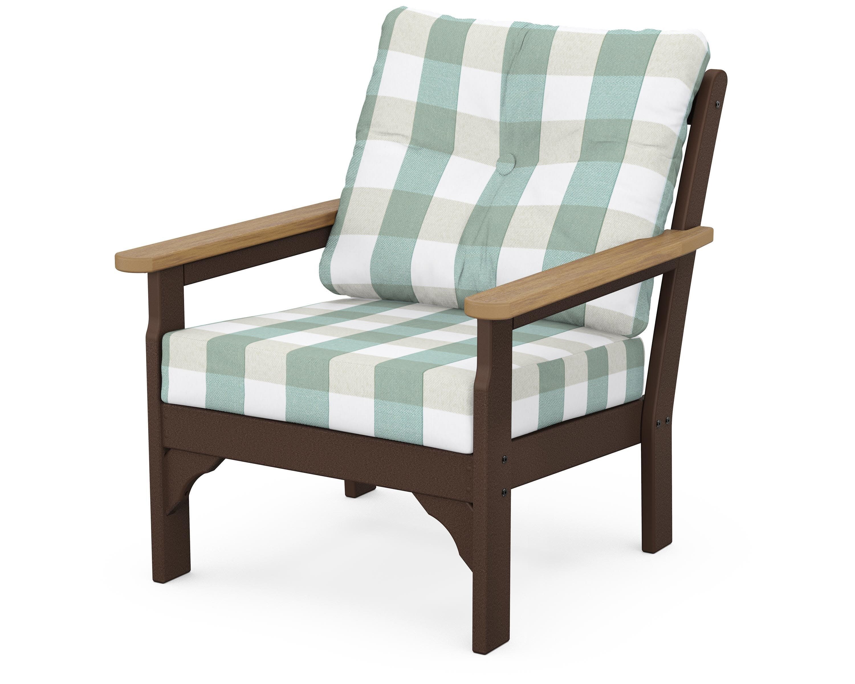 Vineyard Deep Seating Chair in Mahogany / Natural / Buffalo Plaid Glacier Spa