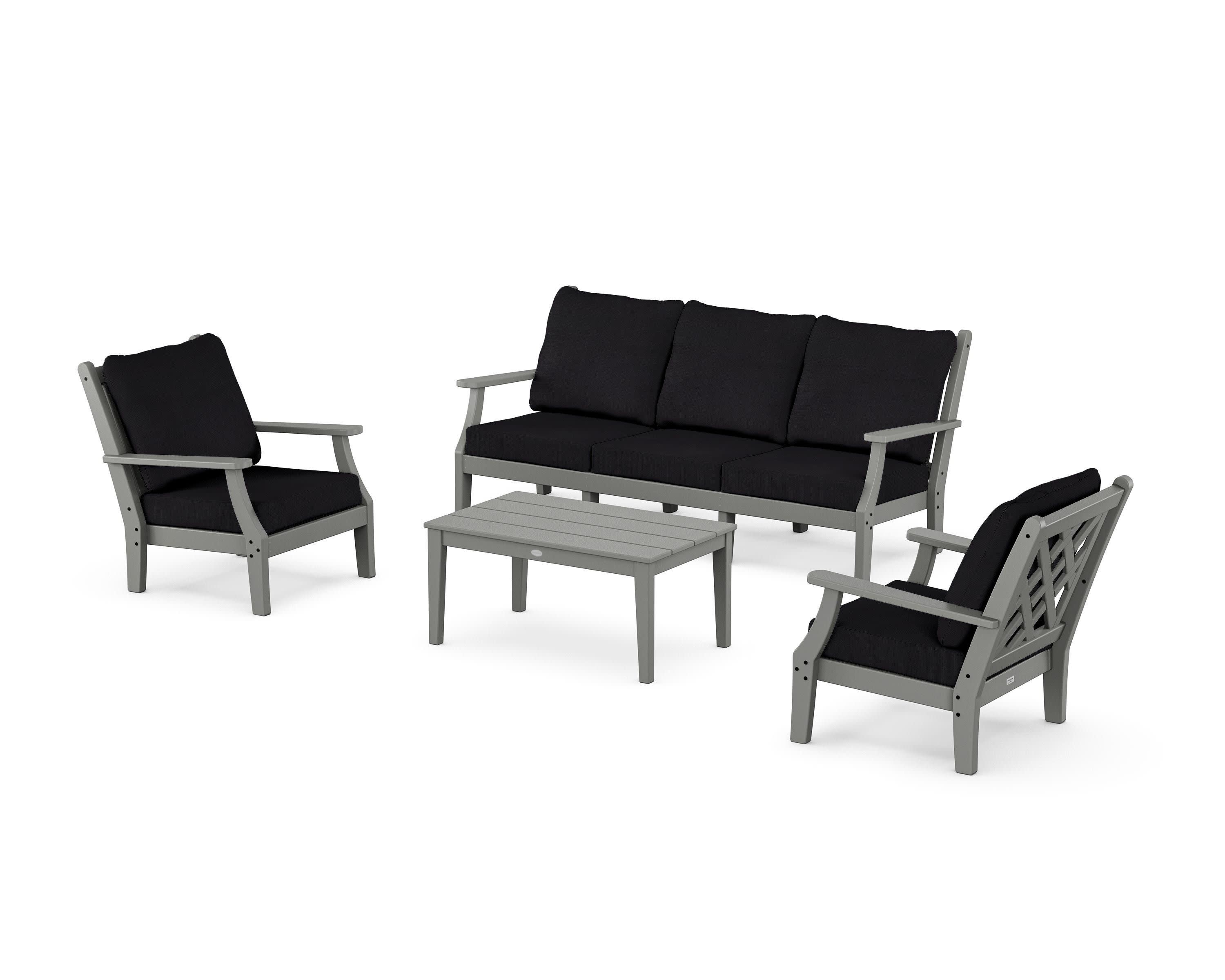 Wovendale 4-Piece Deep Seating Set with Sofa in Slate Grey / Midnight Linen