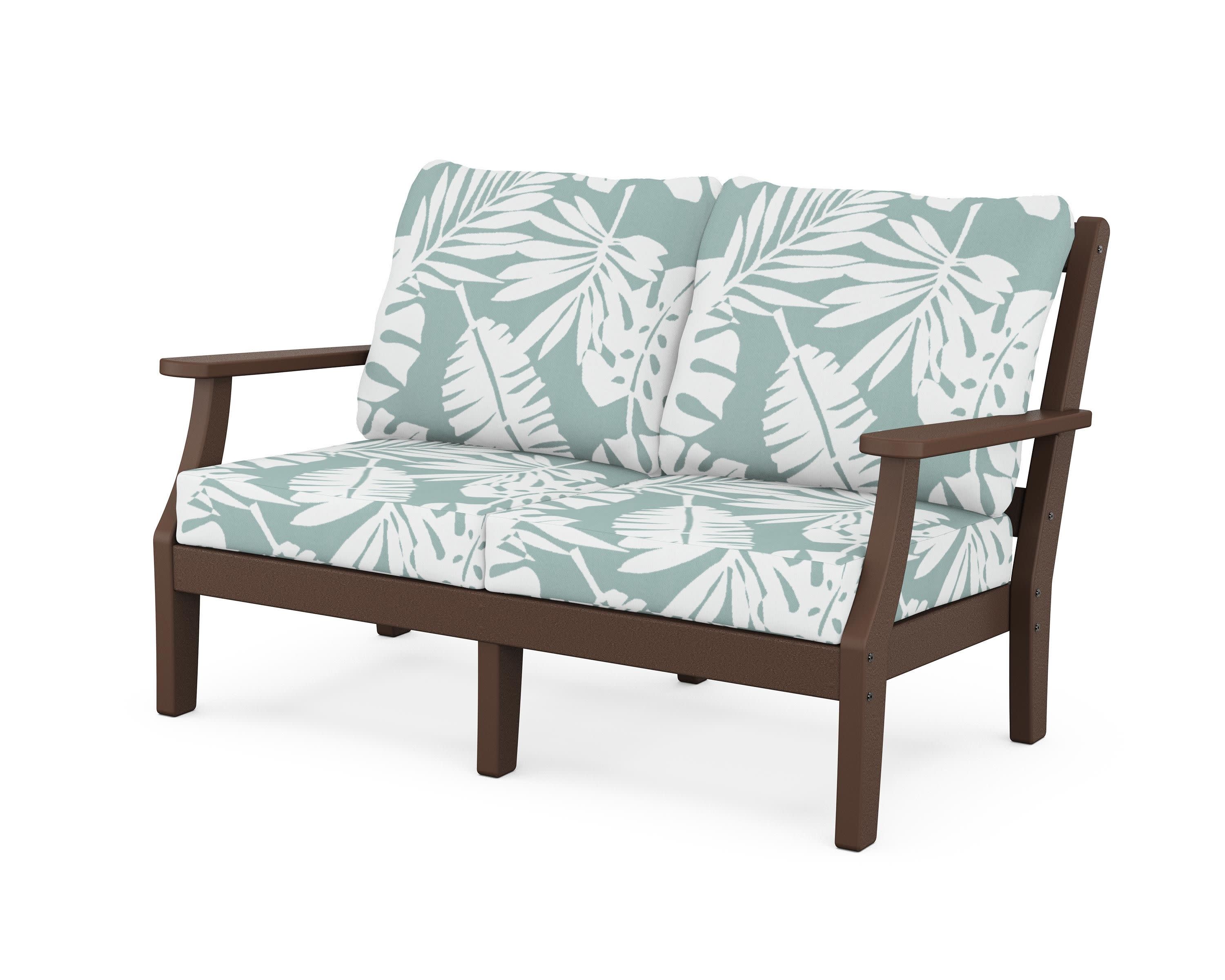 Chinoiserie Deep Seating Loveseat in Mahogany / Leaf Glacier Spa