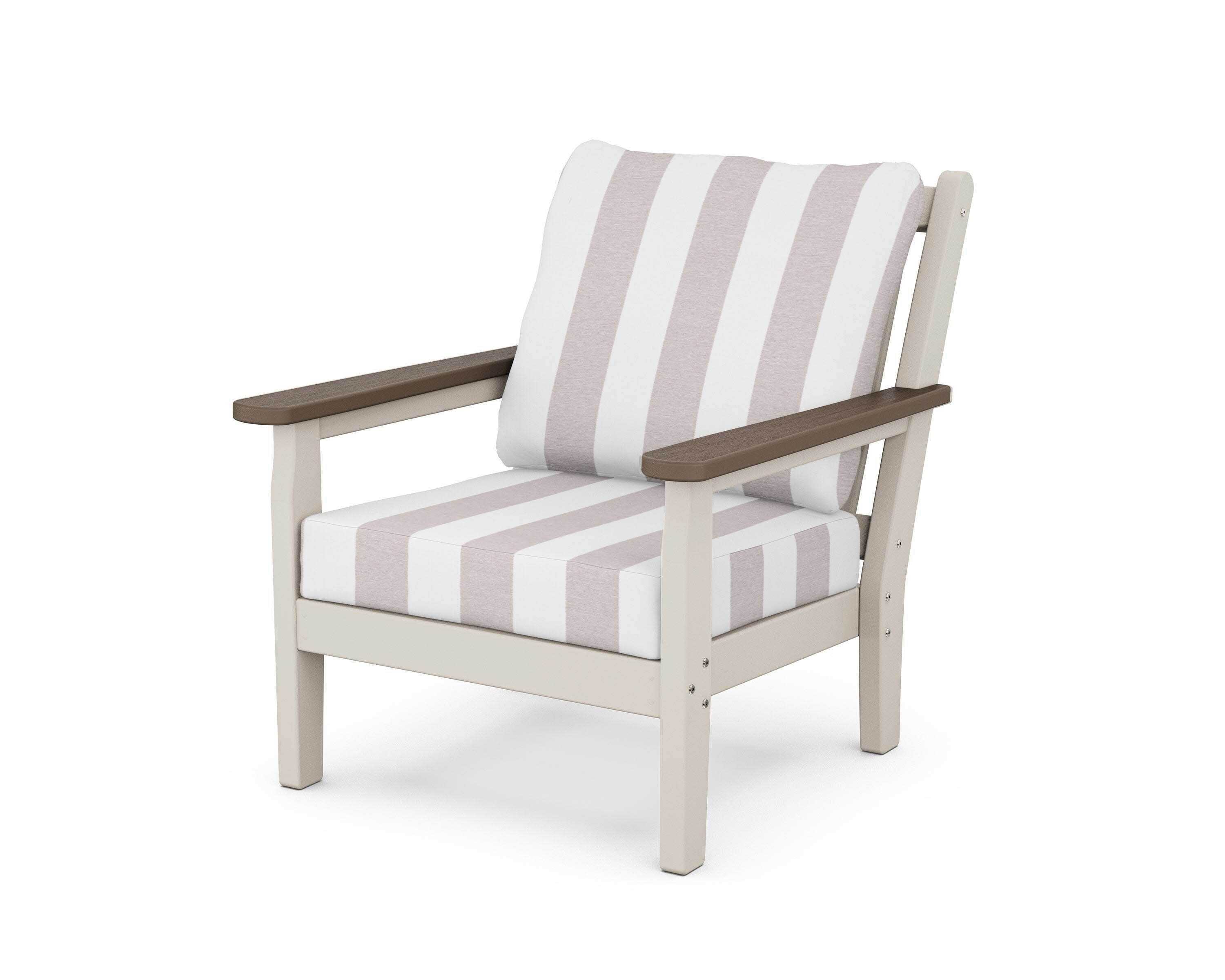 Chippendale Deep Seating Chair in Sand / Kona / Cabana Stripe Dune Burlap