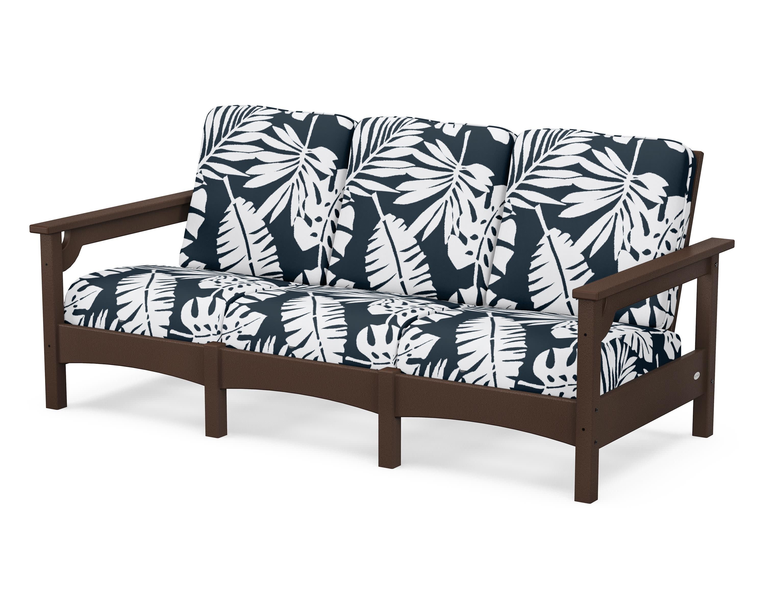 Club Sofa in Mahogany / Leaf Marine Indigo