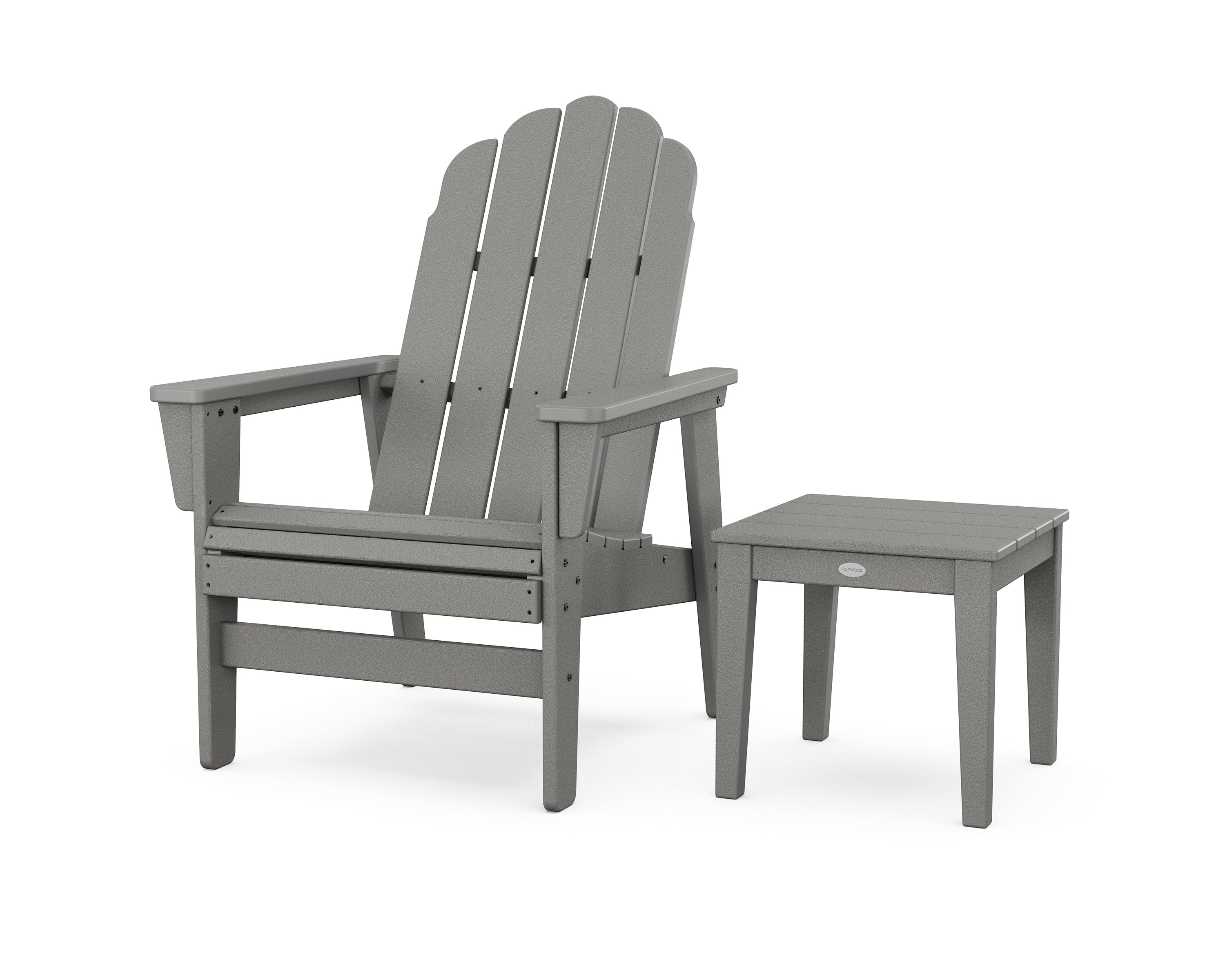 Vineyard Grand Upright Adirondack Chair with Side Table in Slate Grey