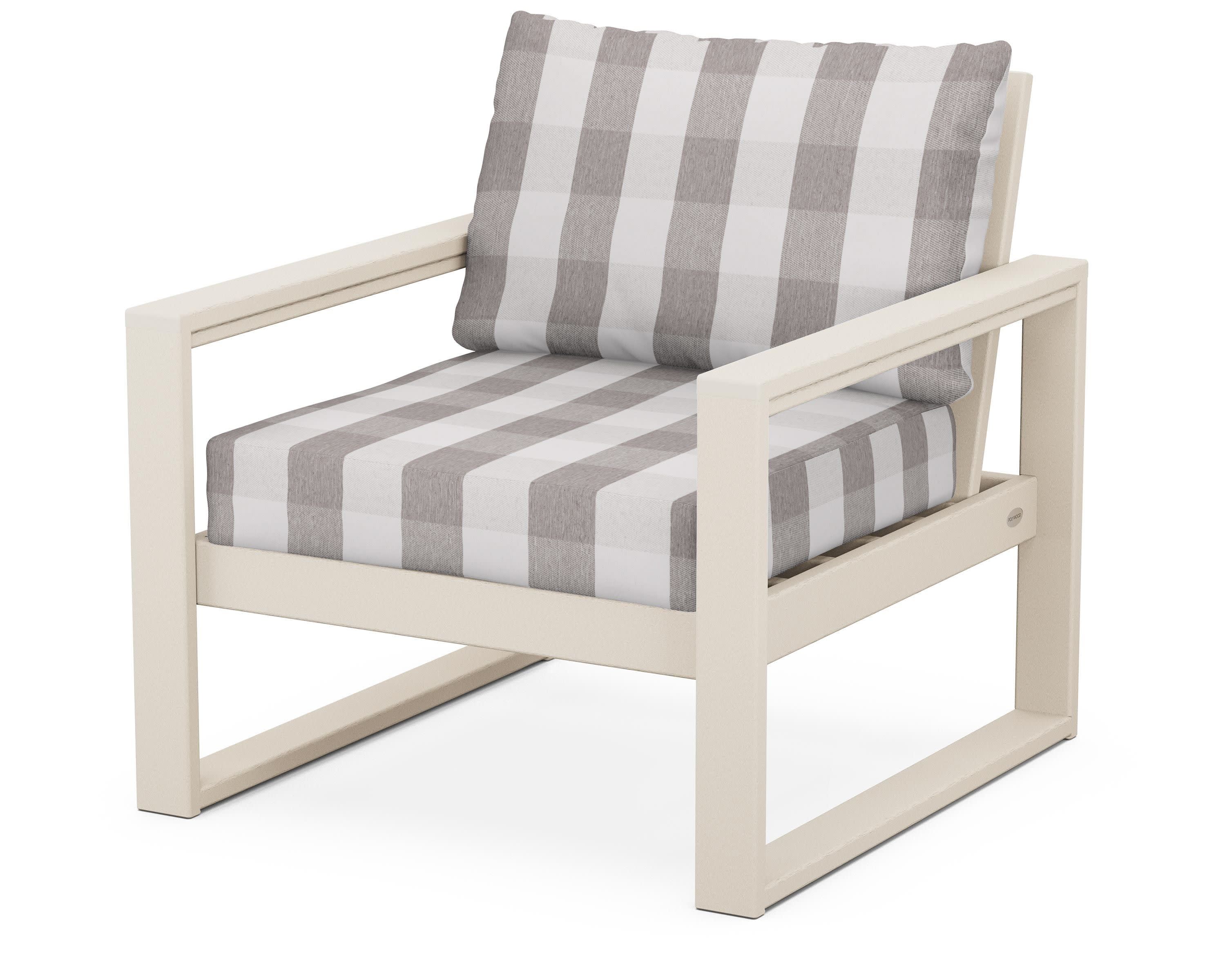 EDGE Club Chair in Sand / Buffalo Plaid Grey Mist