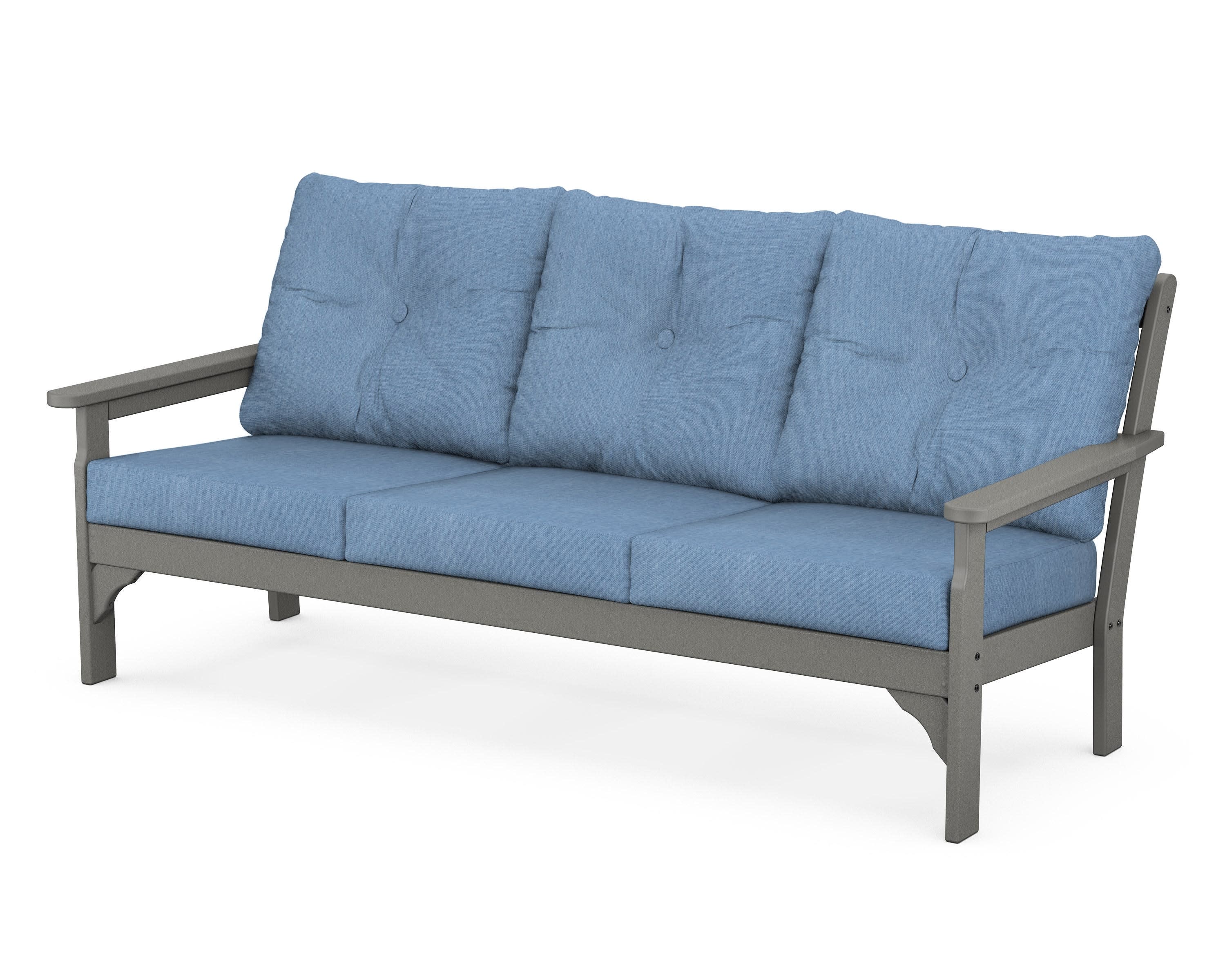 Vineyard Deep Seating Sofa in Slate Grey / Sky Blue