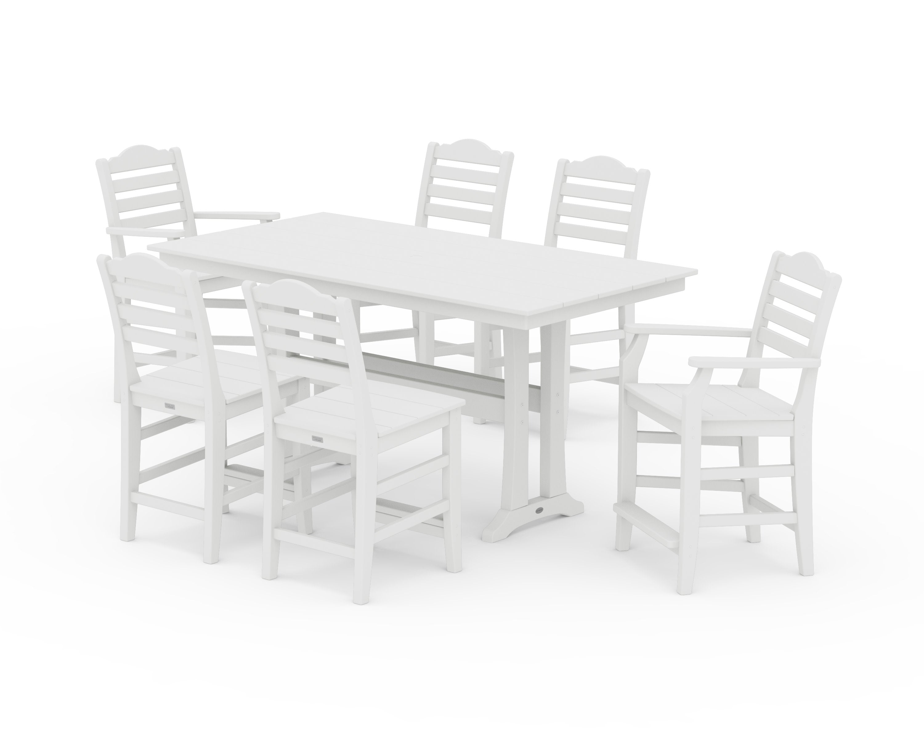 Savannah 7-Piece Farmhouse Counter Set with Trestle Legs in White