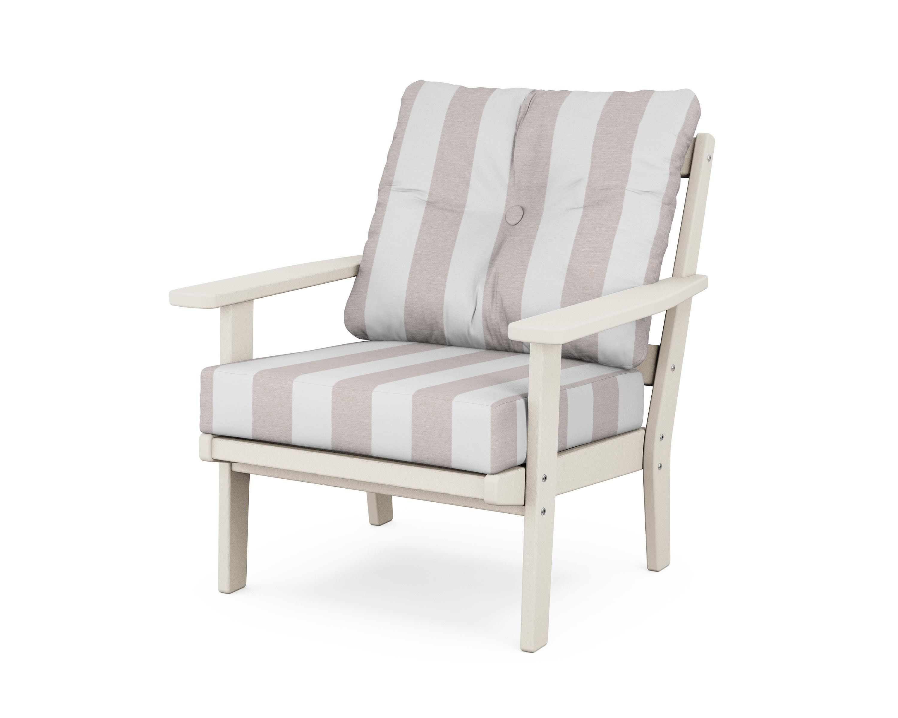 Oxford Deep Seating Chair in Sand / Cabana Stripe Dune Burlap