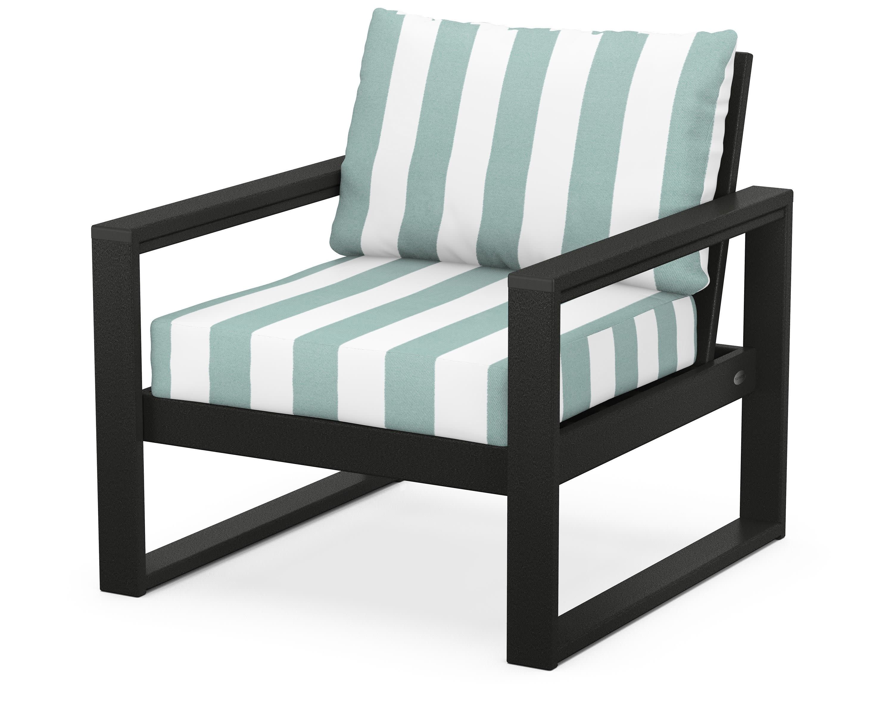 EDGE Club Chair in Black / Cabana Stripe Glacier Spa