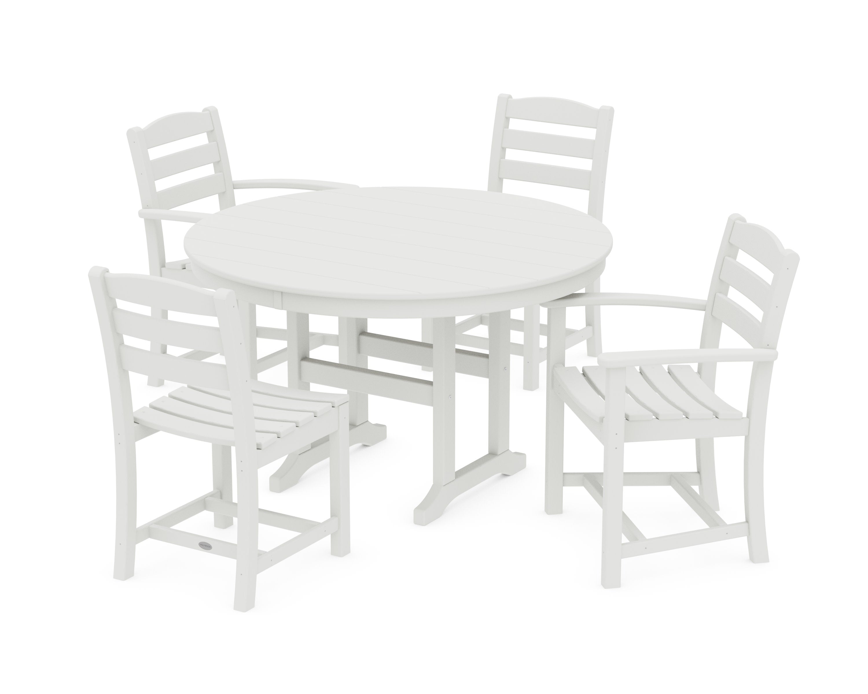 La Casa Caf 5-Piece Round Farmhouse Dining Set in Vintage White