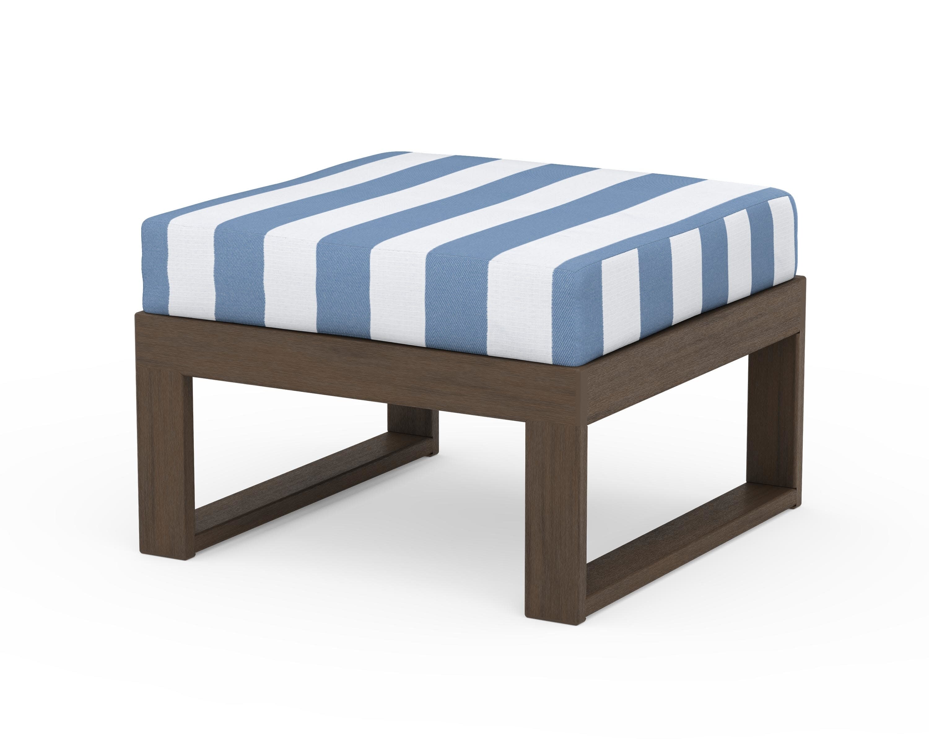 Modular Ottoman - Modern in Kona / Cabana Stripe Sky Blue