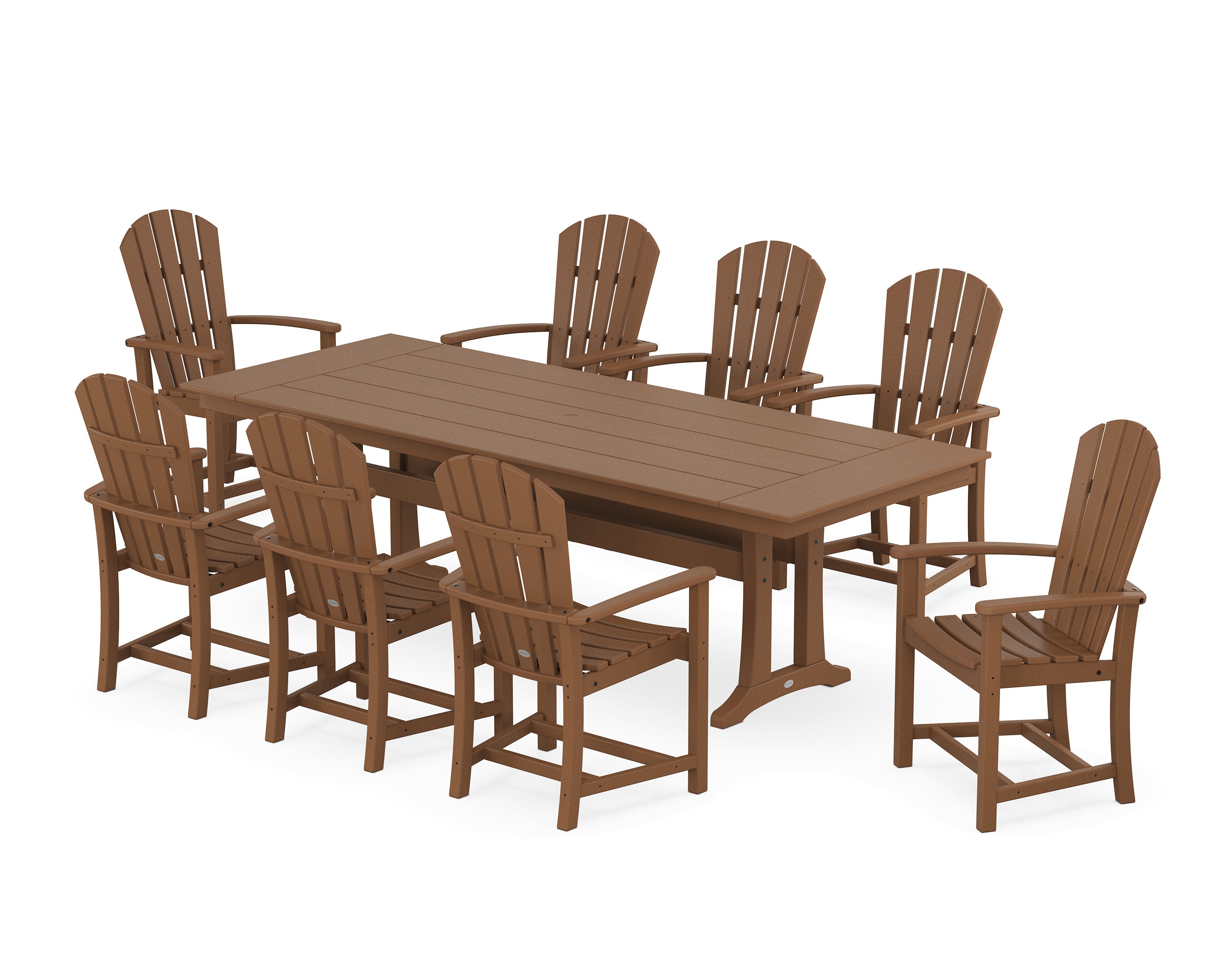 Palm Coast 9-Piece Farmhouse Dining Set with Trestle Legs in Teak