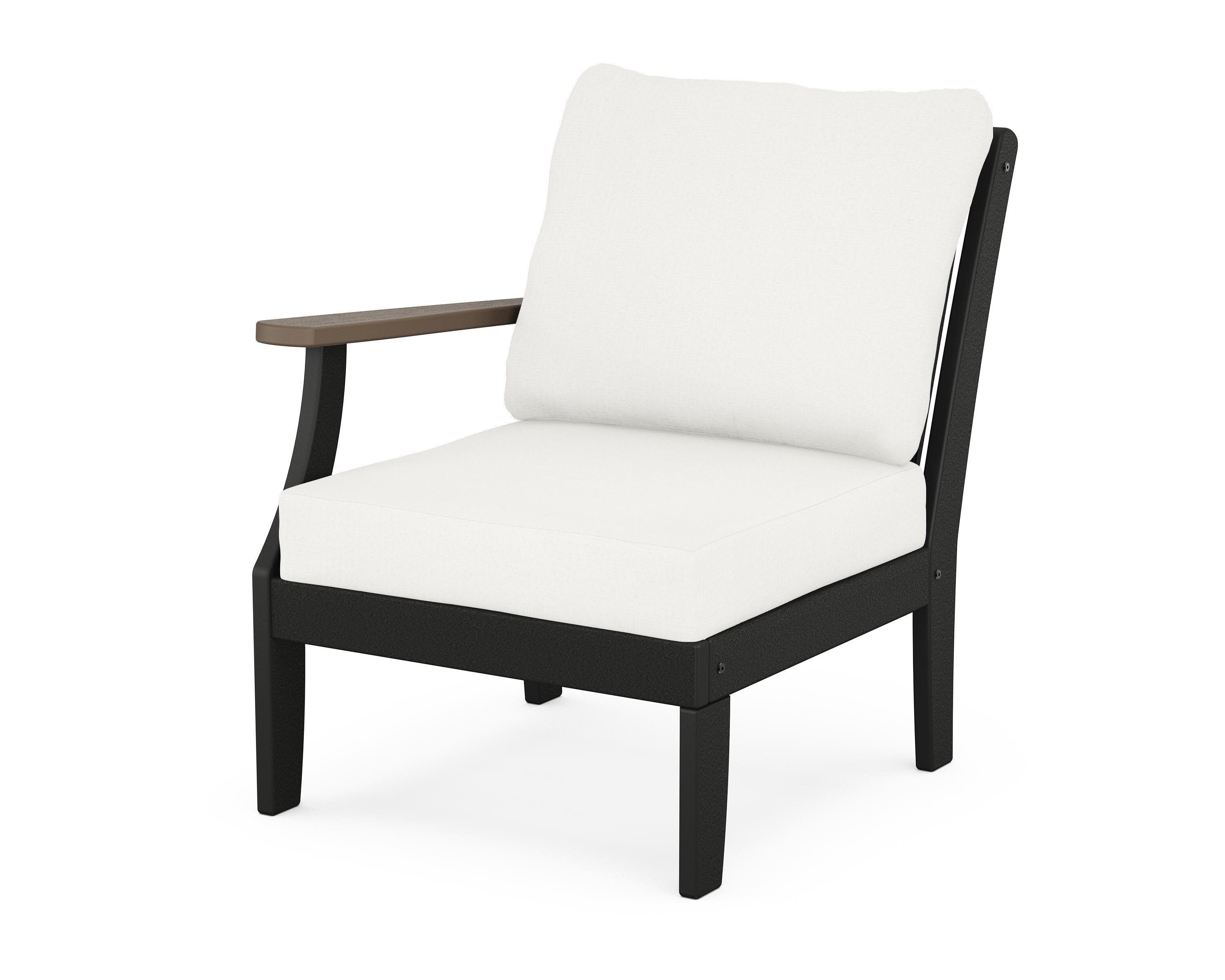 Braxton Modular Left Arm Chair in Black / Kona / Natural Linen