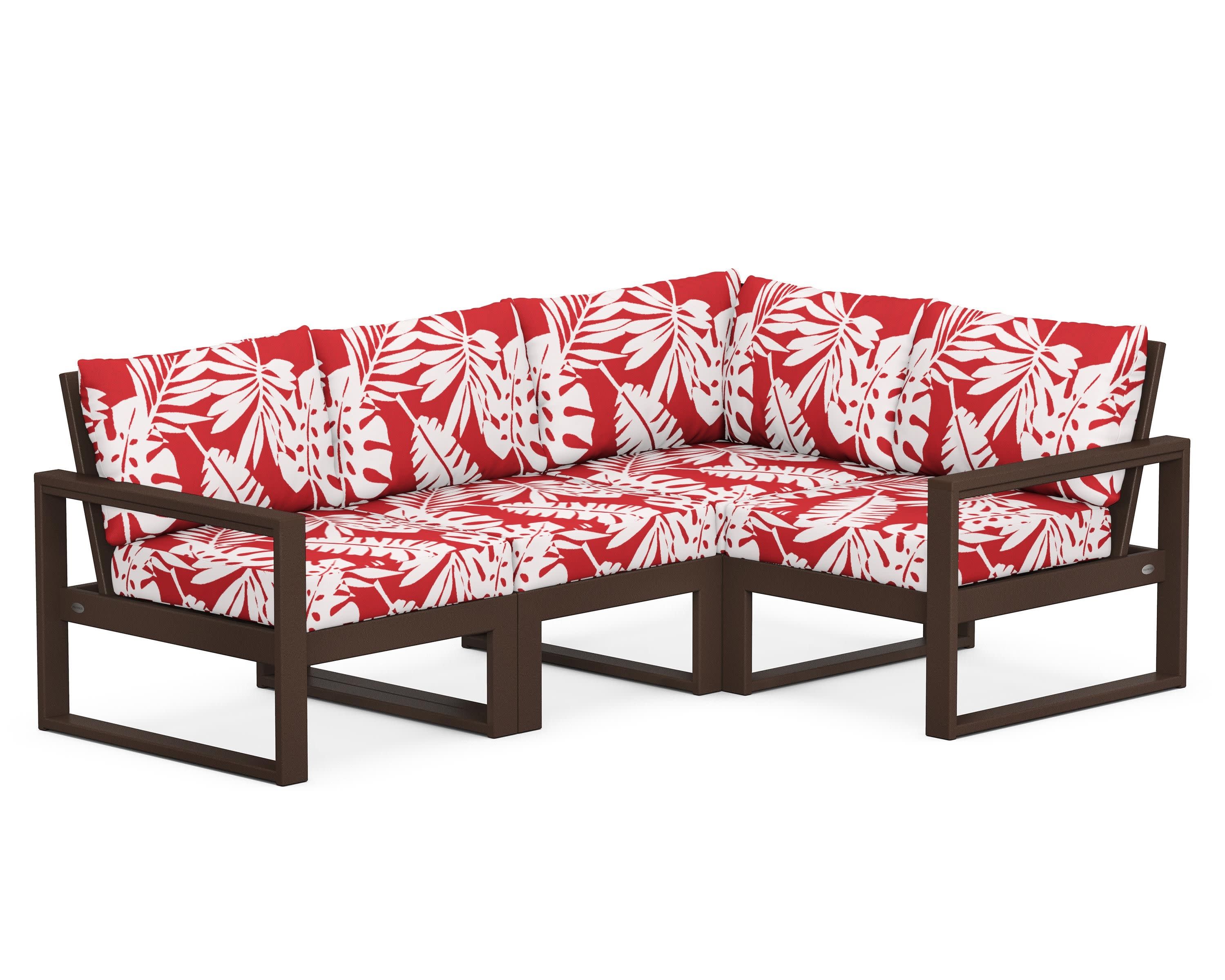 EDGE 4-Piece Modular Deep Seating Set in Mahogany / Leaf Crimson
