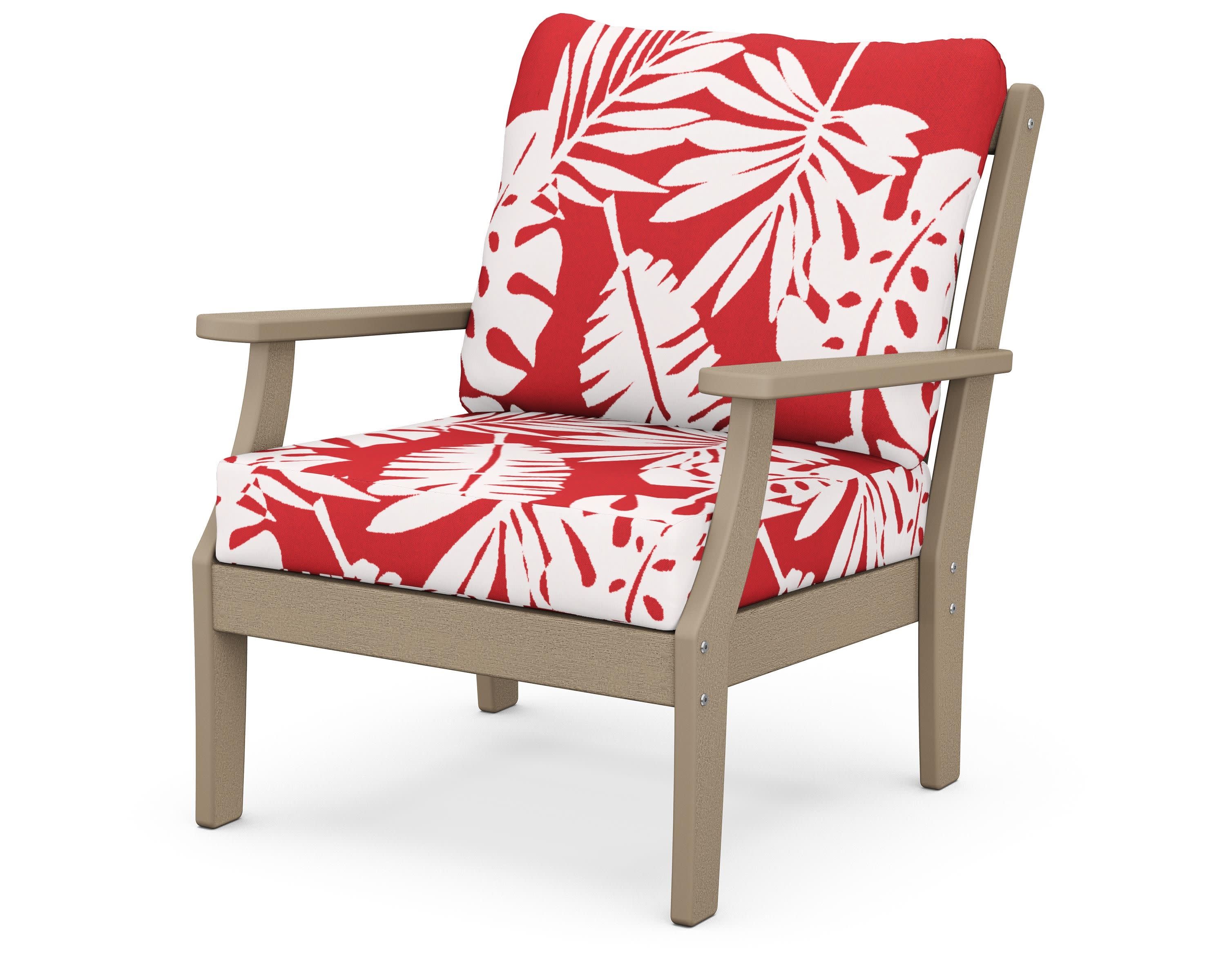 Braxton Deep Seating Chair in Vintage Sahara / Leaf Crimson