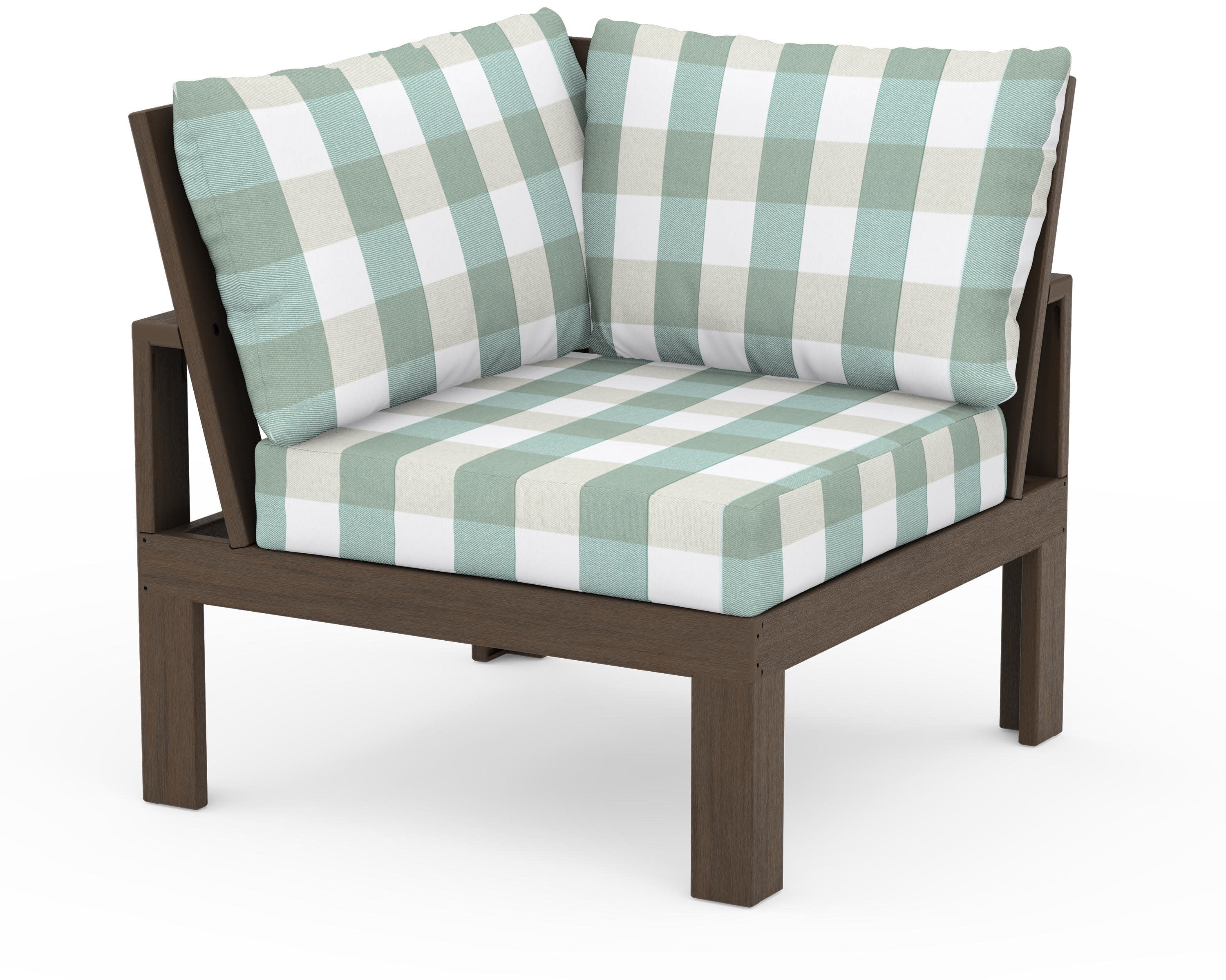 Modular Corner Chair in Kona / Buffalo Plaid Glacier Spa