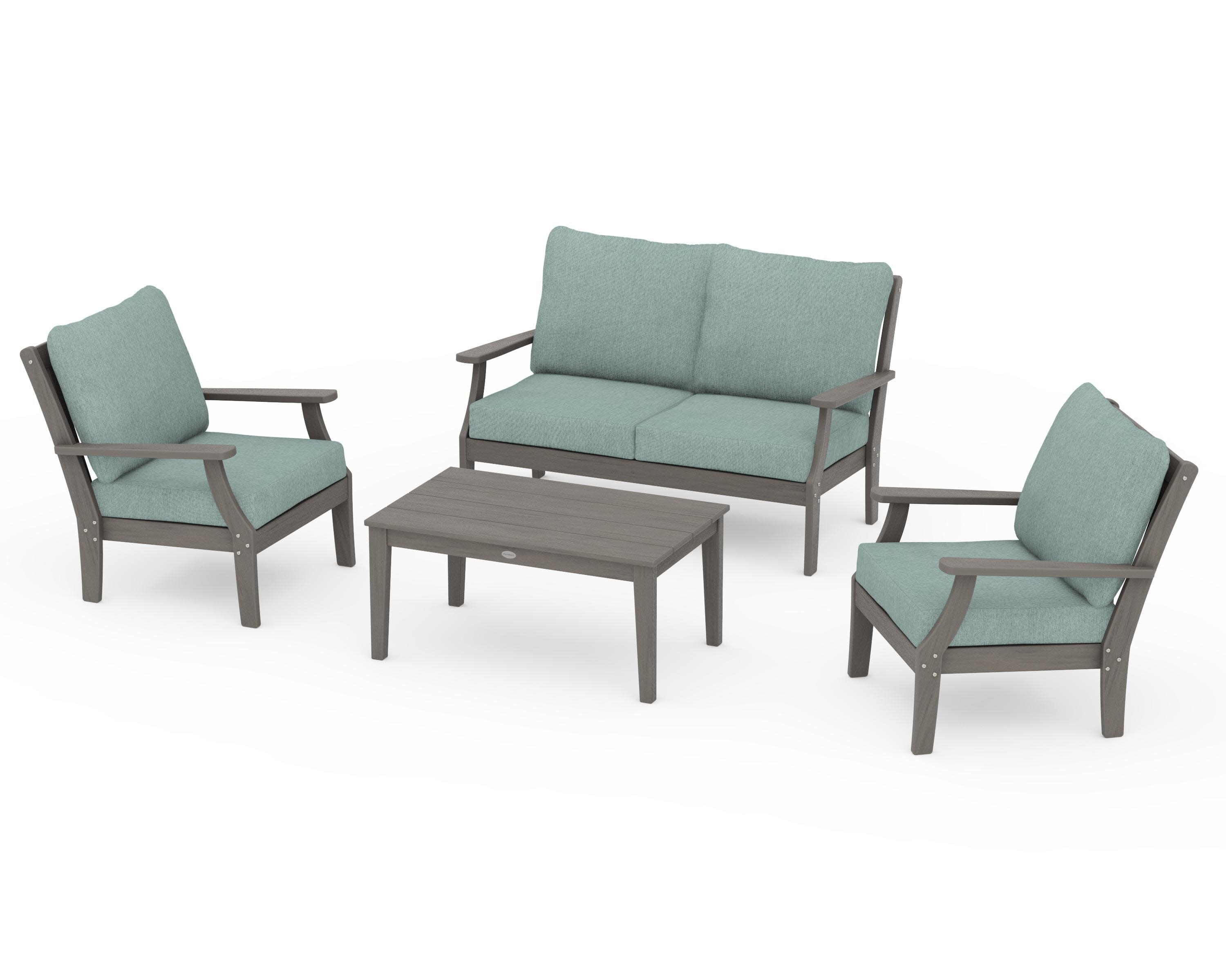Braxton 4-Piece Deep Seating Chair Set in Driftwood / Glacier Spa