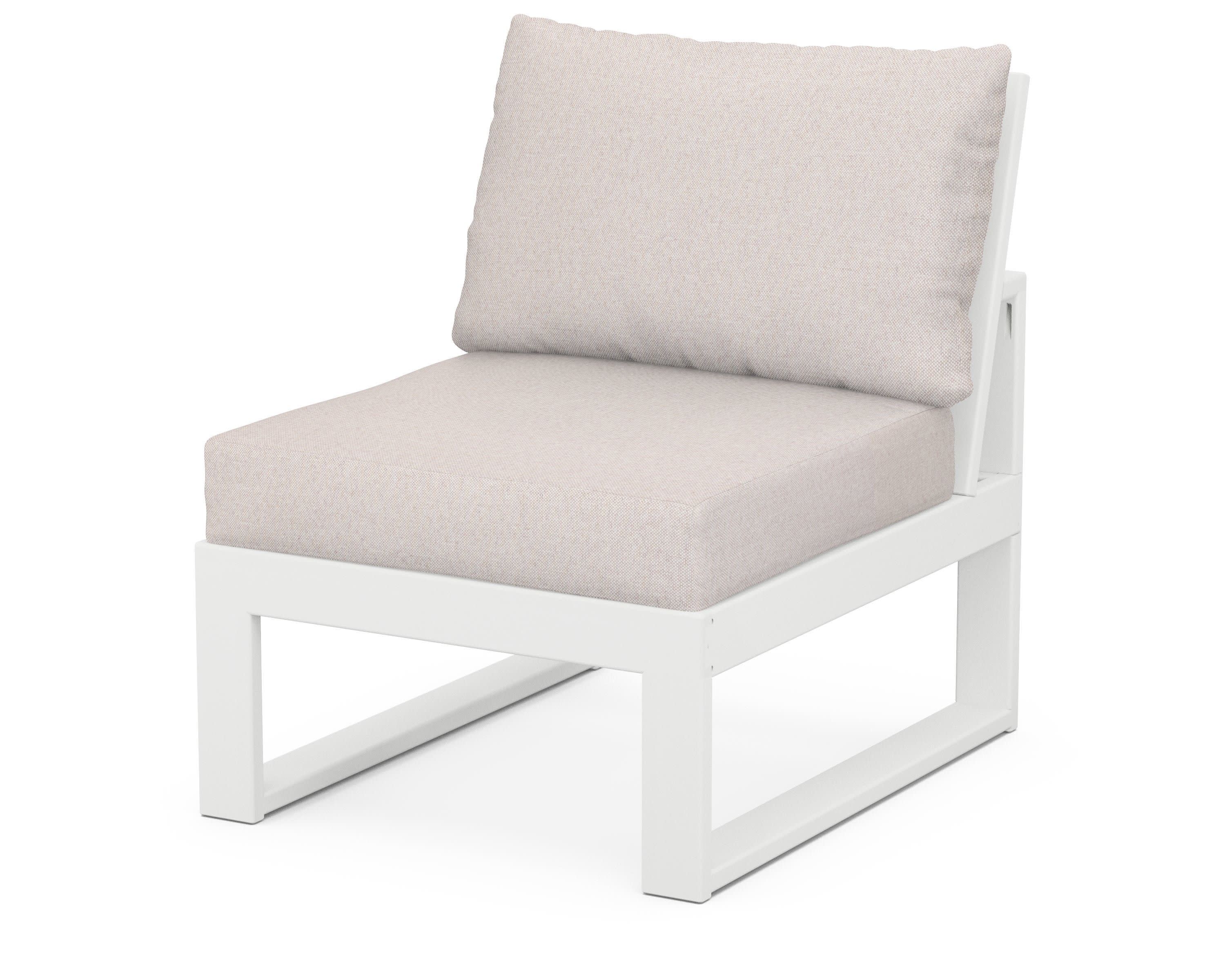 Modular Armless Chair in White / Dune Burlap