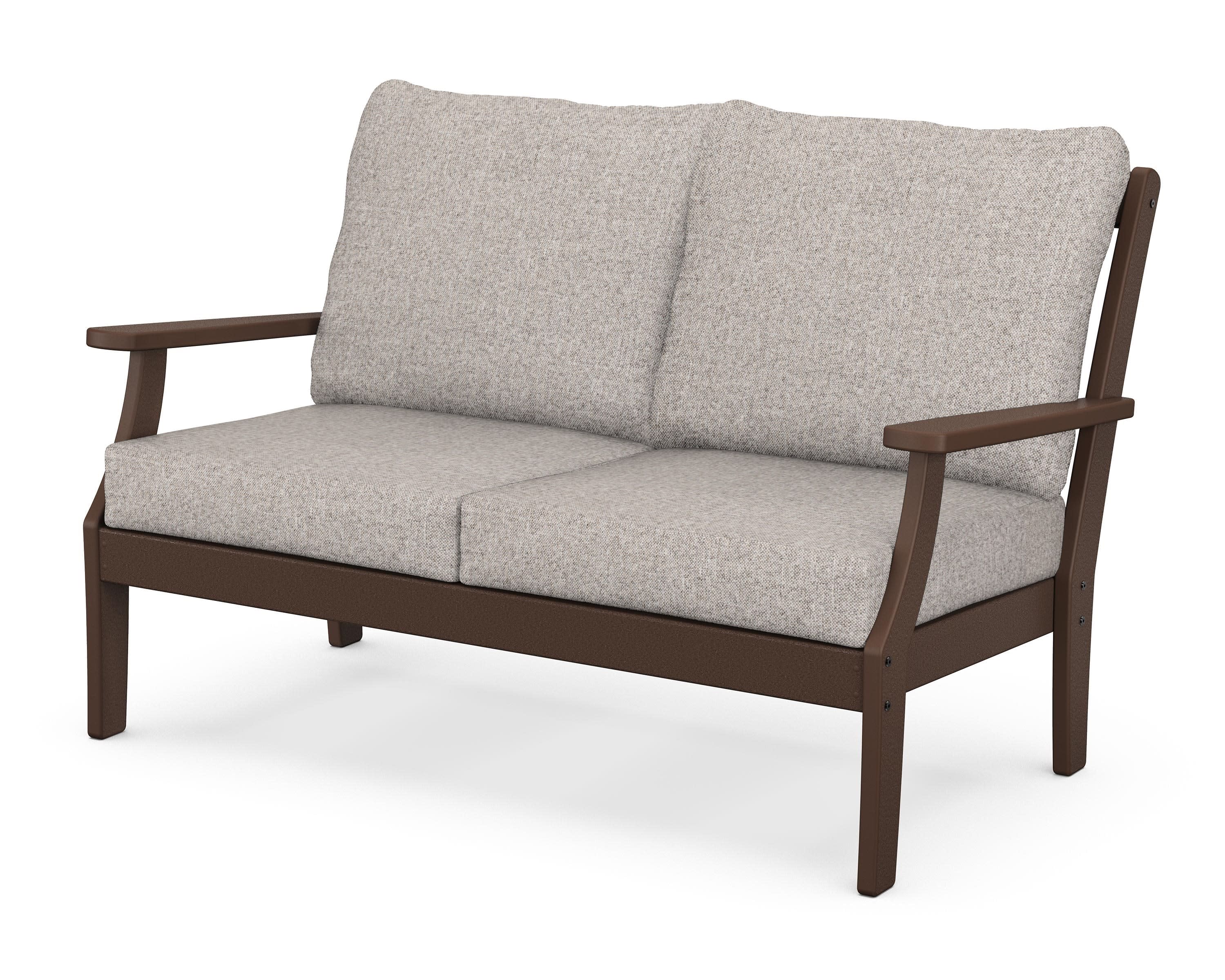 Braxton Deep Seating Loveseat in Mahogany / Weathered Tweed