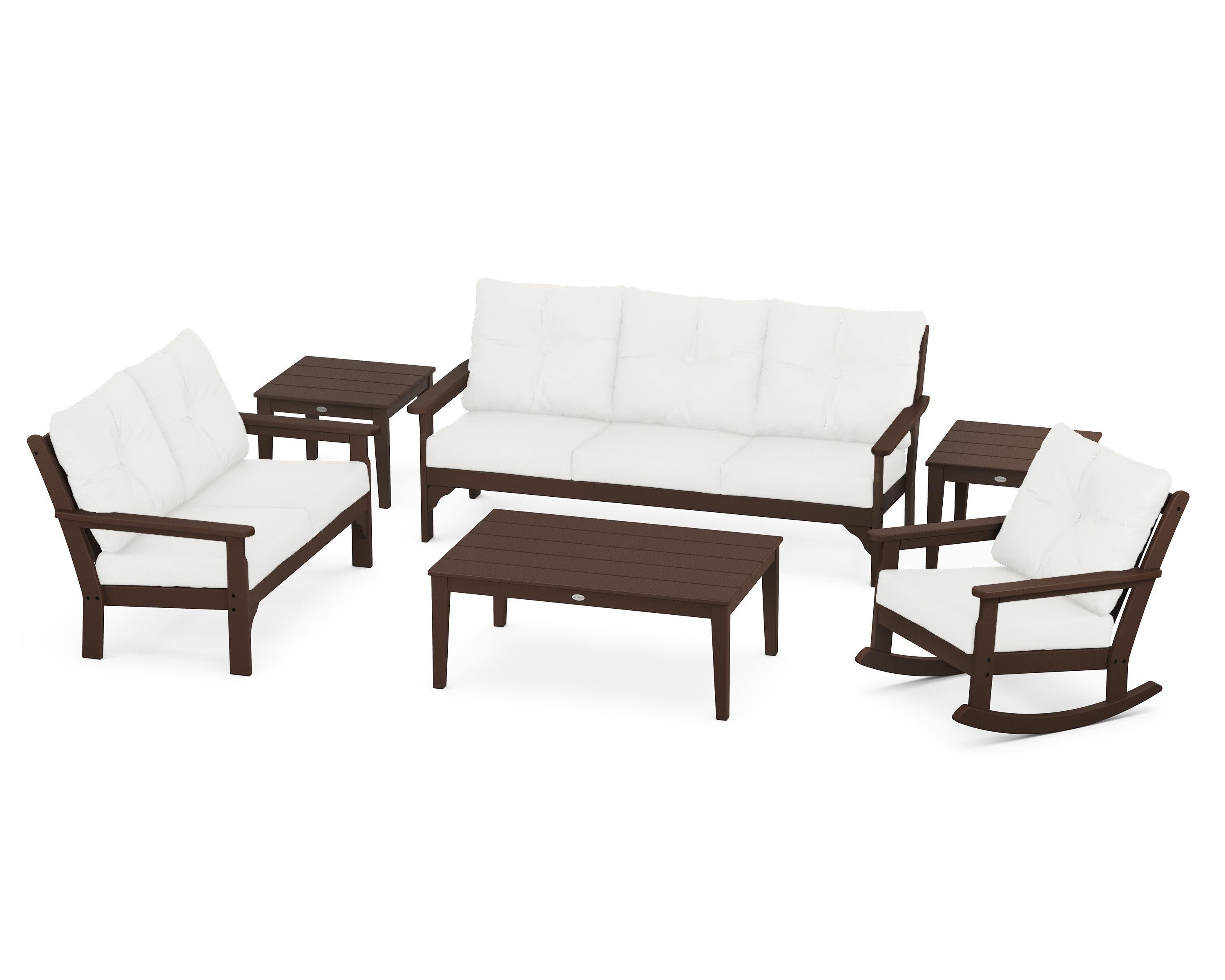 Vineyard 6-Piece Deep Seating Set in Mahogany / Natural Linen