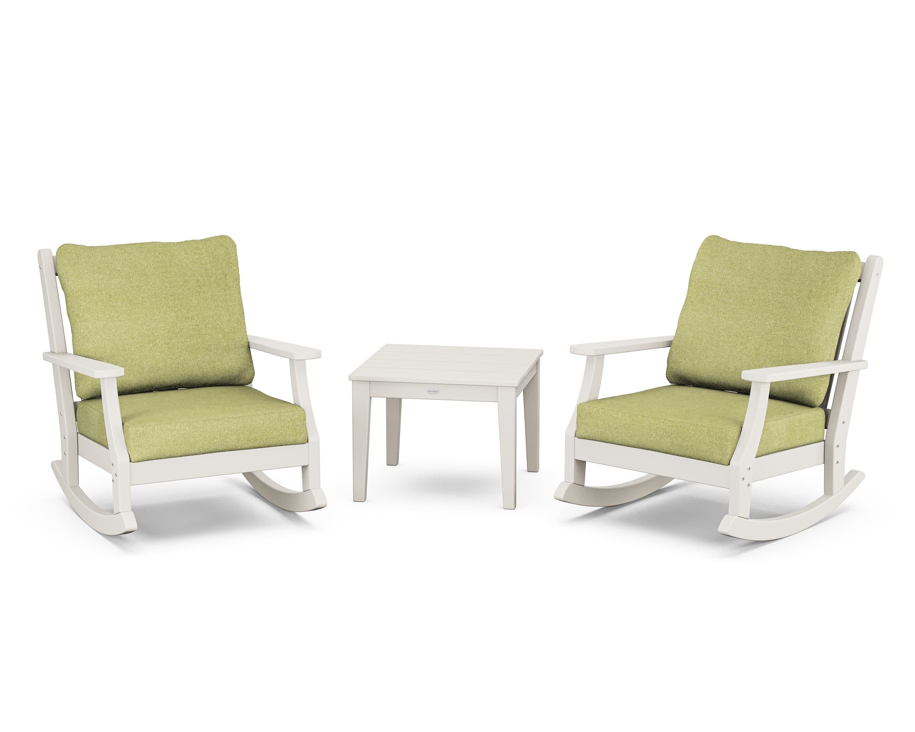 Wovendale 3-Piece Deep Seating Rocker Set in Sand / Chartreuse Boucle