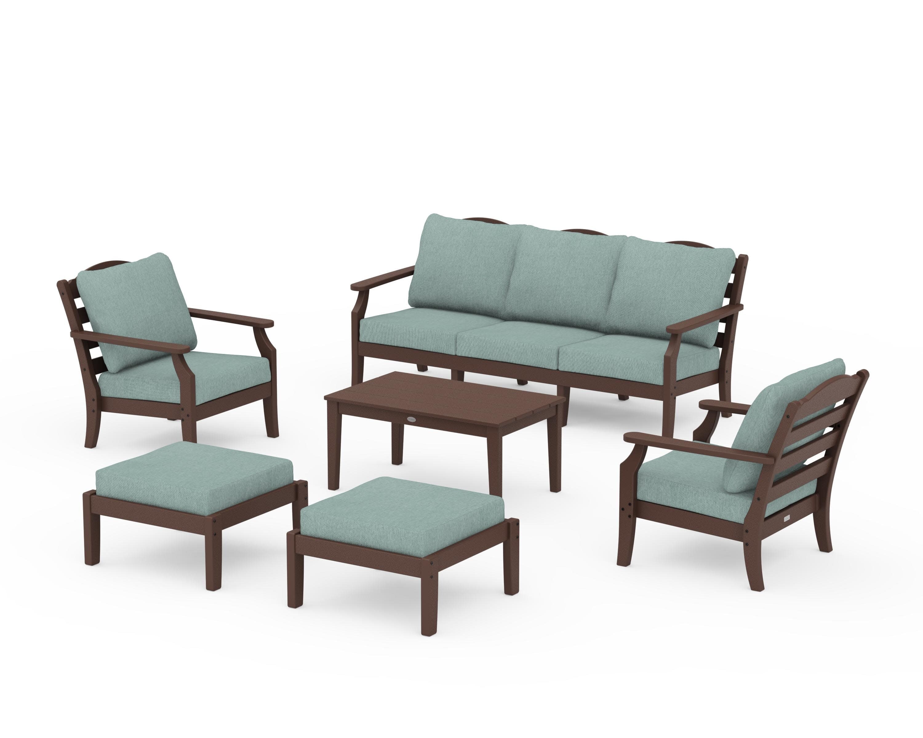 Savannah 6-Piece Lounge Sofa Set in Mahogany / Glacier Spa
