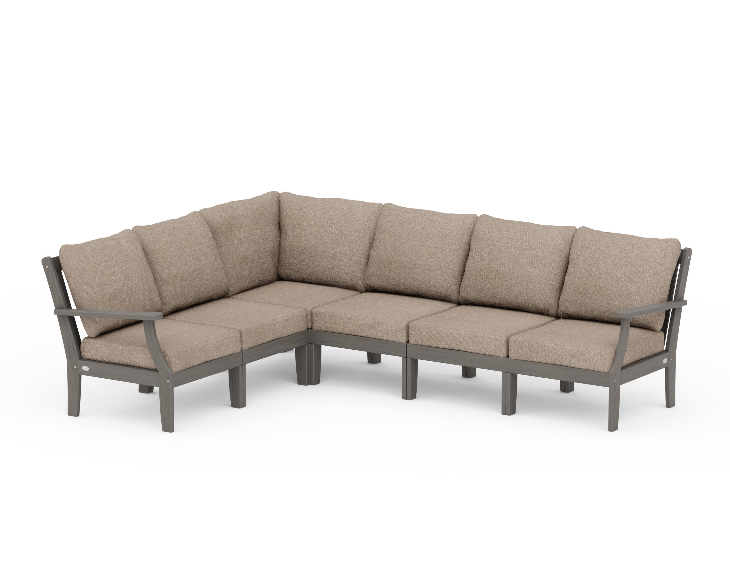 Braxton Modular 6-Piece Deep Seating Set in Driftwood / Spiced Burlap