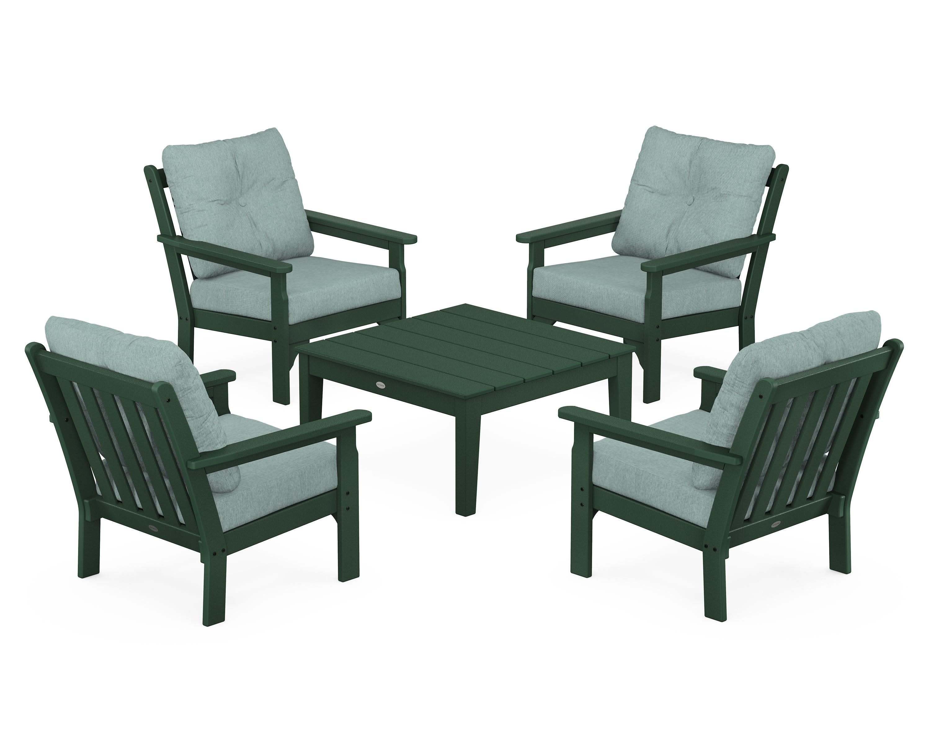 Vineyard 5-Piece Deep Seating Conversation Set in Green / Glacier Spa