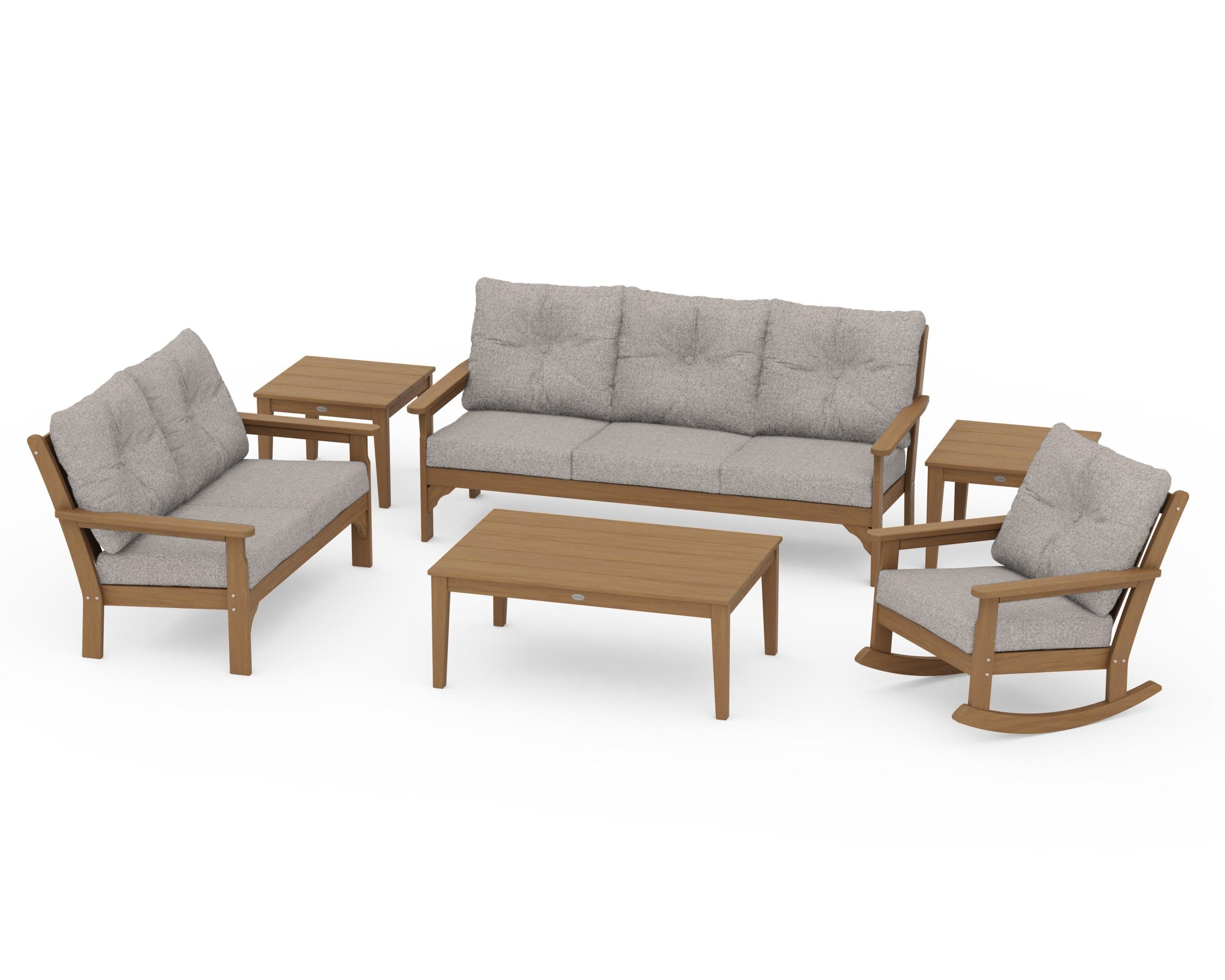 Vineyard 6-Piece Deep Seating Set in Natural / Weathered Tweed
