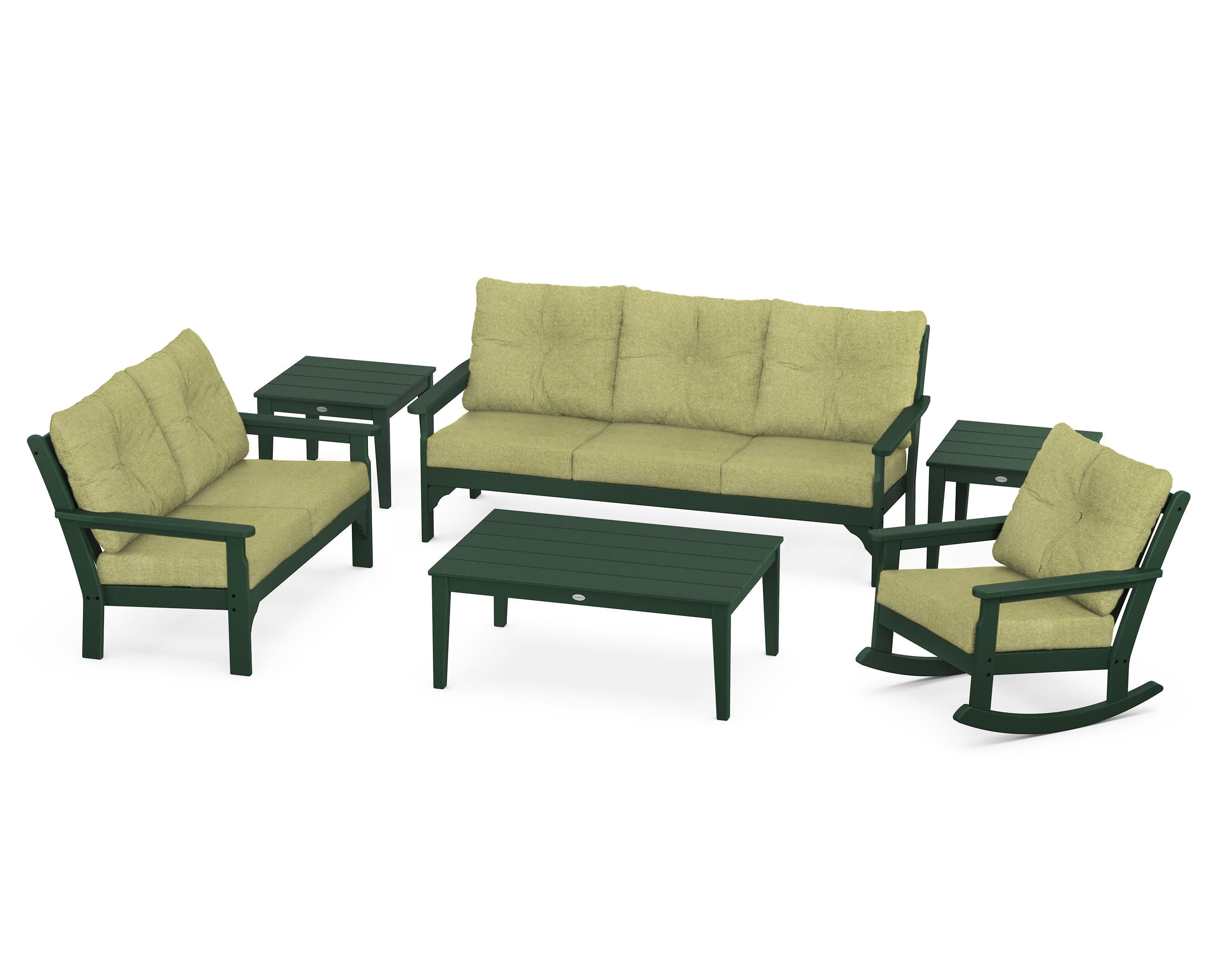 Vineyard 6-Piece Deep Seating Set in Green / Chartreuse Boucle